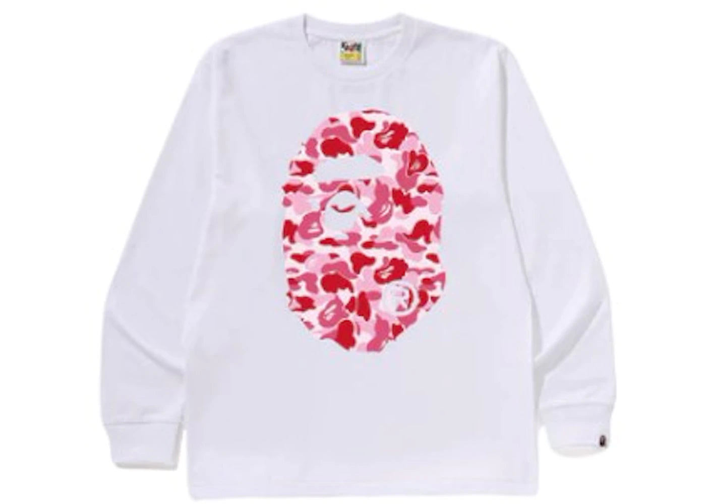 BAPE ABC Camo Big Ape Head L/S Tee White/Pink