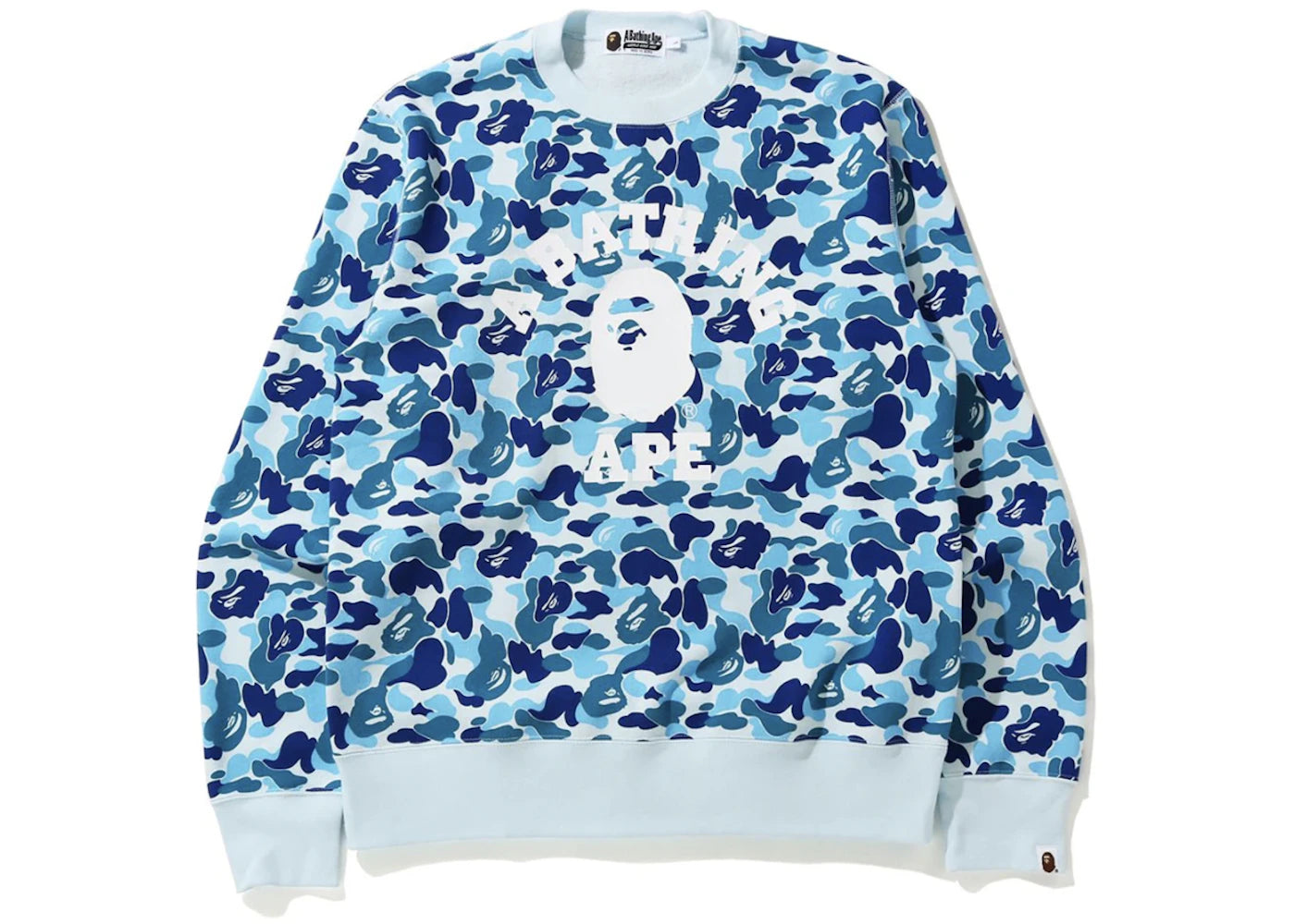 BAPE ABC Camo College Wide Crewneck Blue