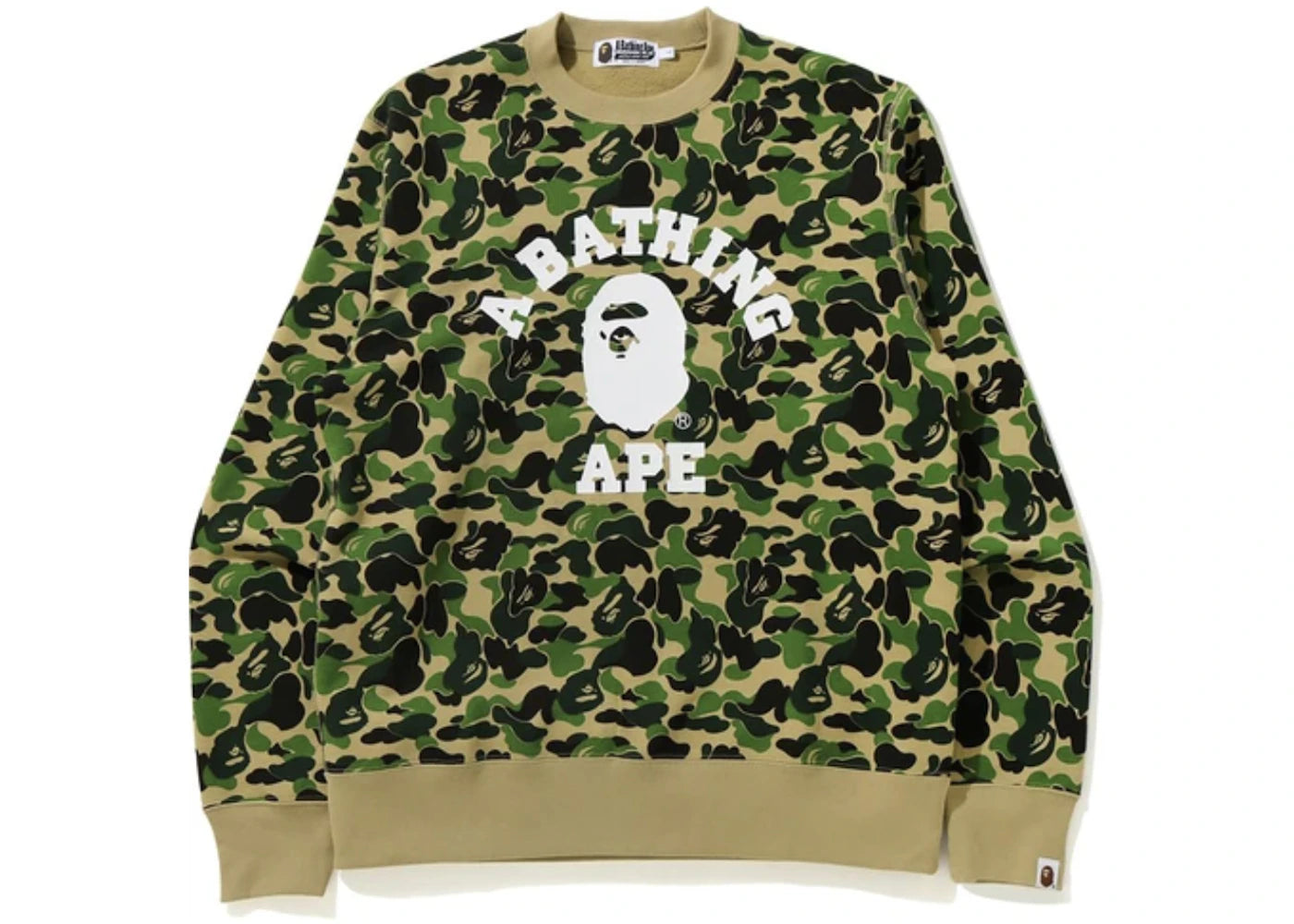 BAPE ABC Camo College Wide Crewneck Green