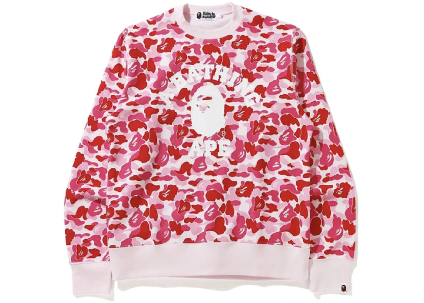 BAPE ABC Camo College Wide Crewneck Pink