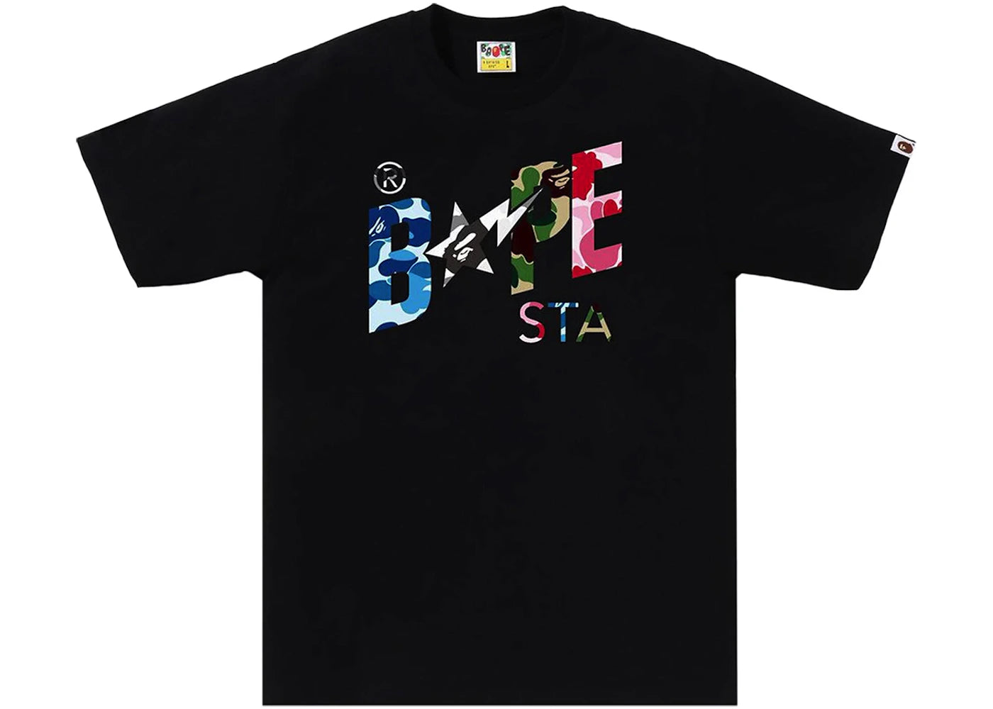 BAPE ABC Camo Crazy Bape Sta Logo Tee Black