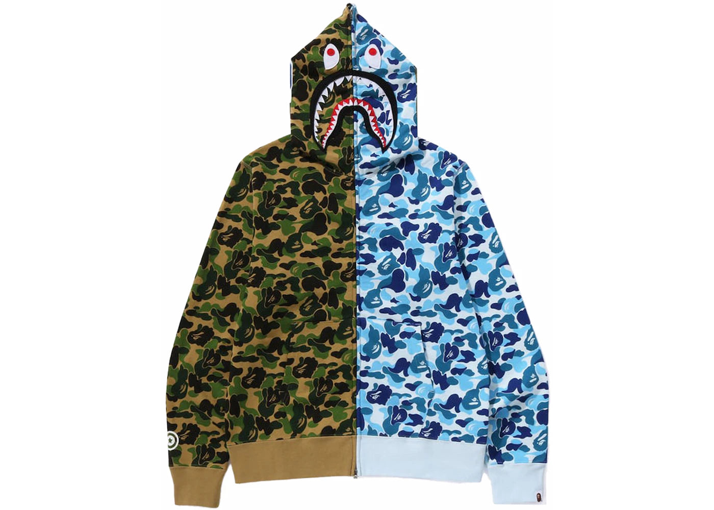 BAPE ABC Camo Crazy Shark Full Zip Hoodie Green/Blue
