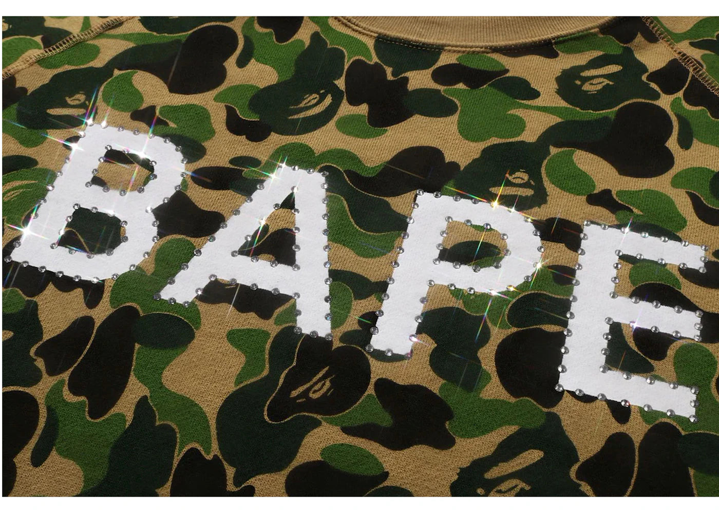 BAPE ABC Camo Crystal Stone Crewneck Green