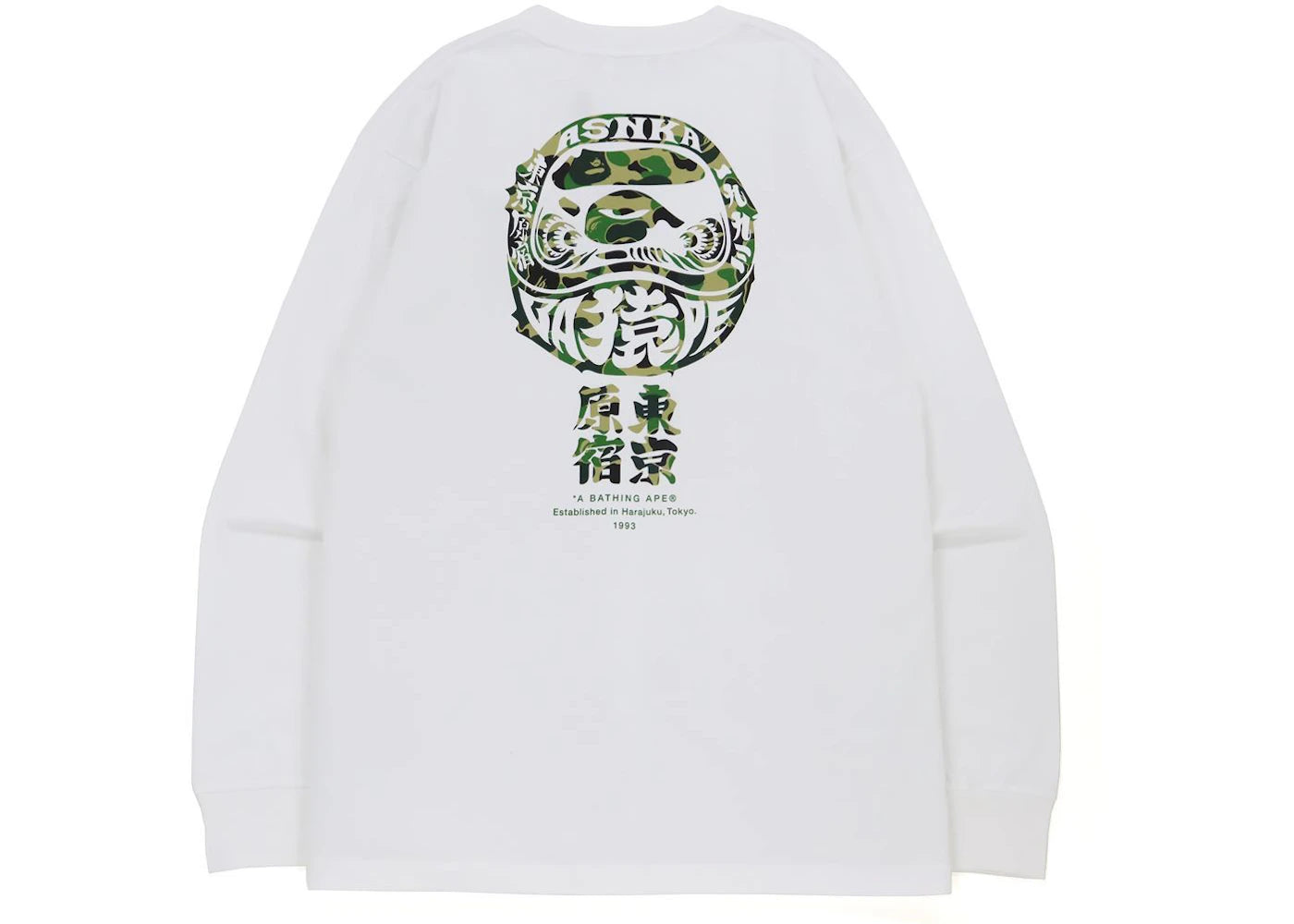 BAPE ABC Camo Daruma Relaxed Fit L/S Tee White