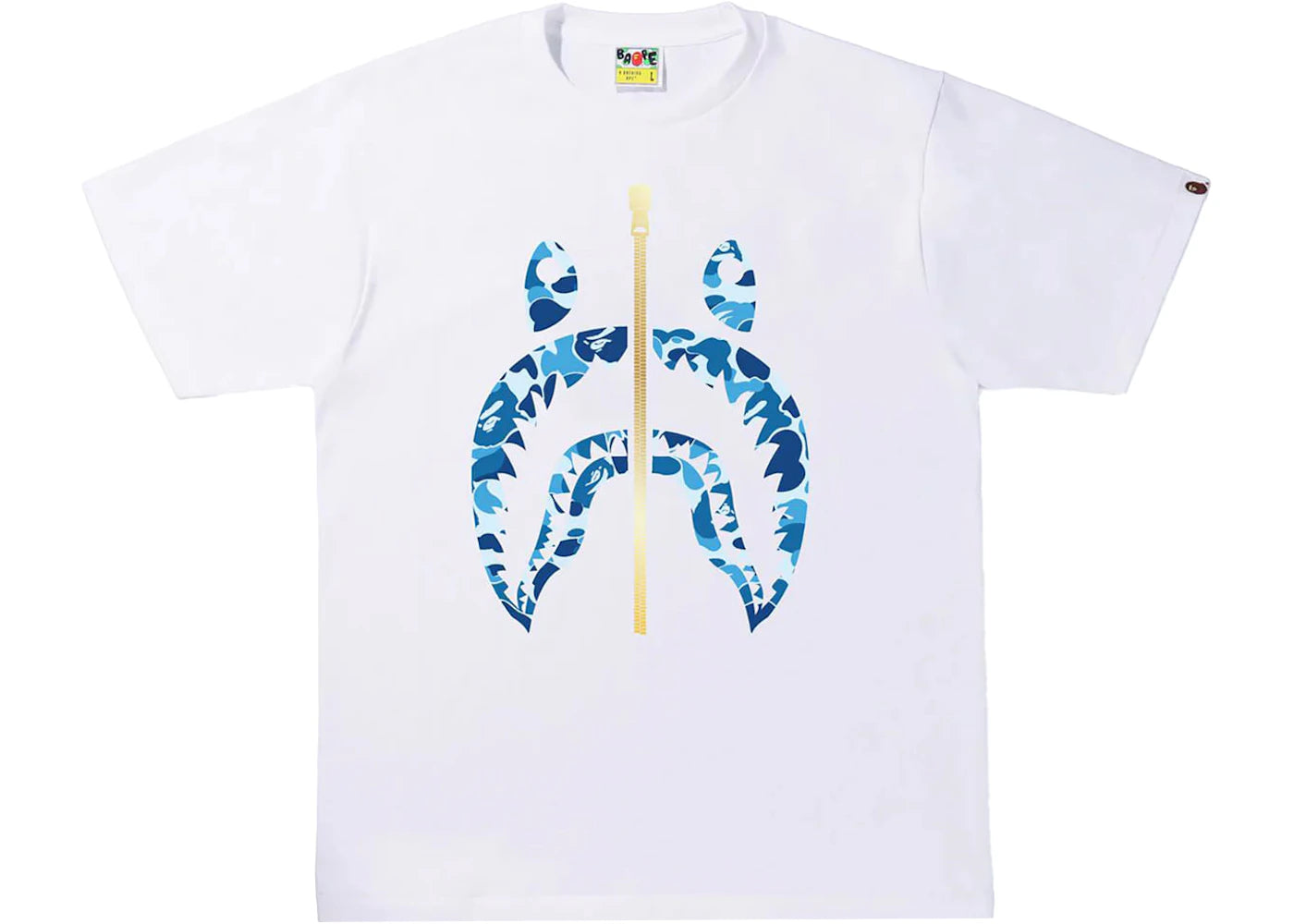 BAPE ABC Camo Gold Zip Shark Tee (SS23) White Blue