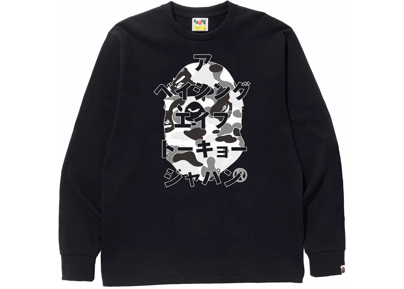 BAPE ABC Camo Japanese Letters L/S Tee Black/Grey