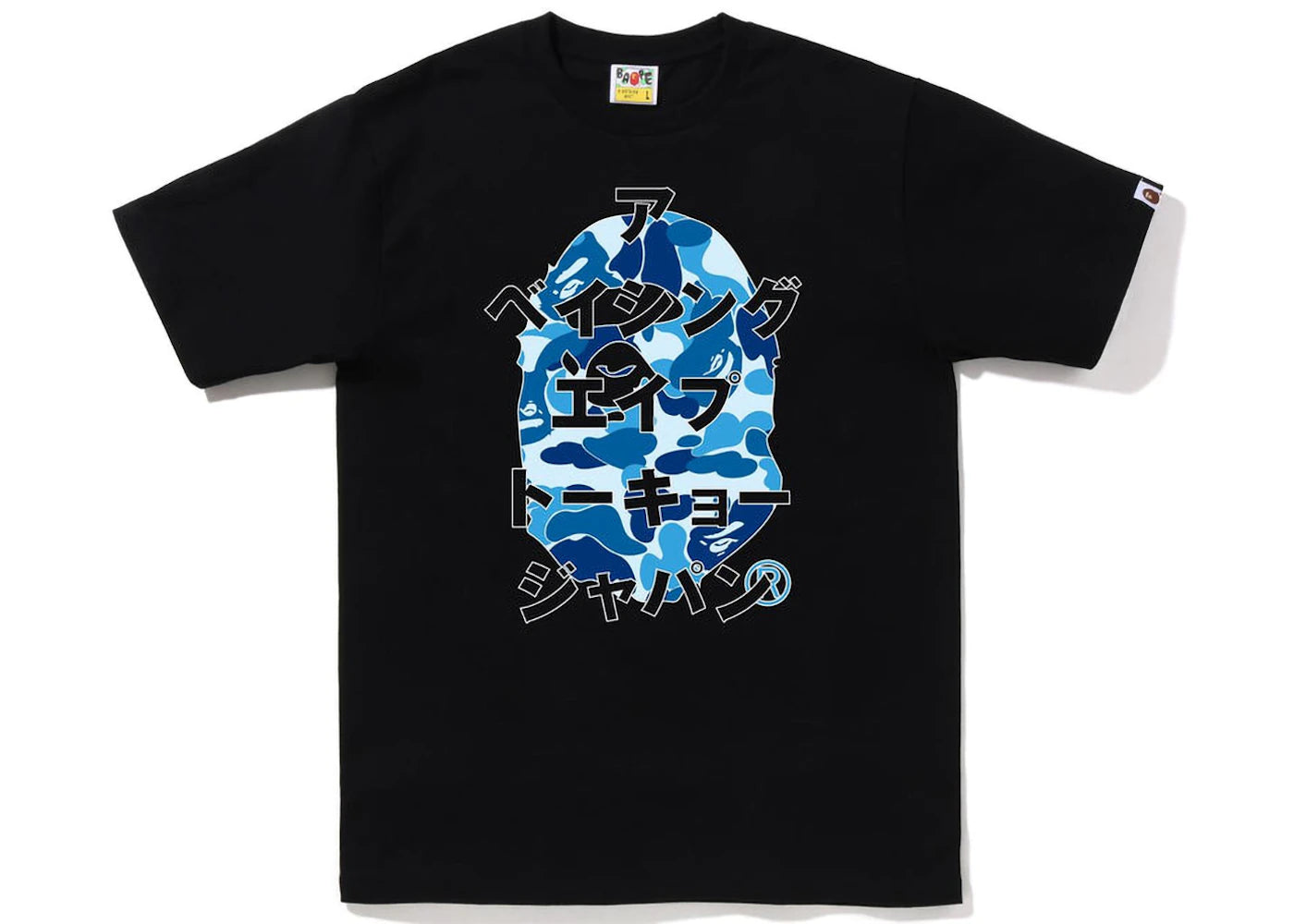 BAPE ABC Camo Japanese Letters Tee Black Blue