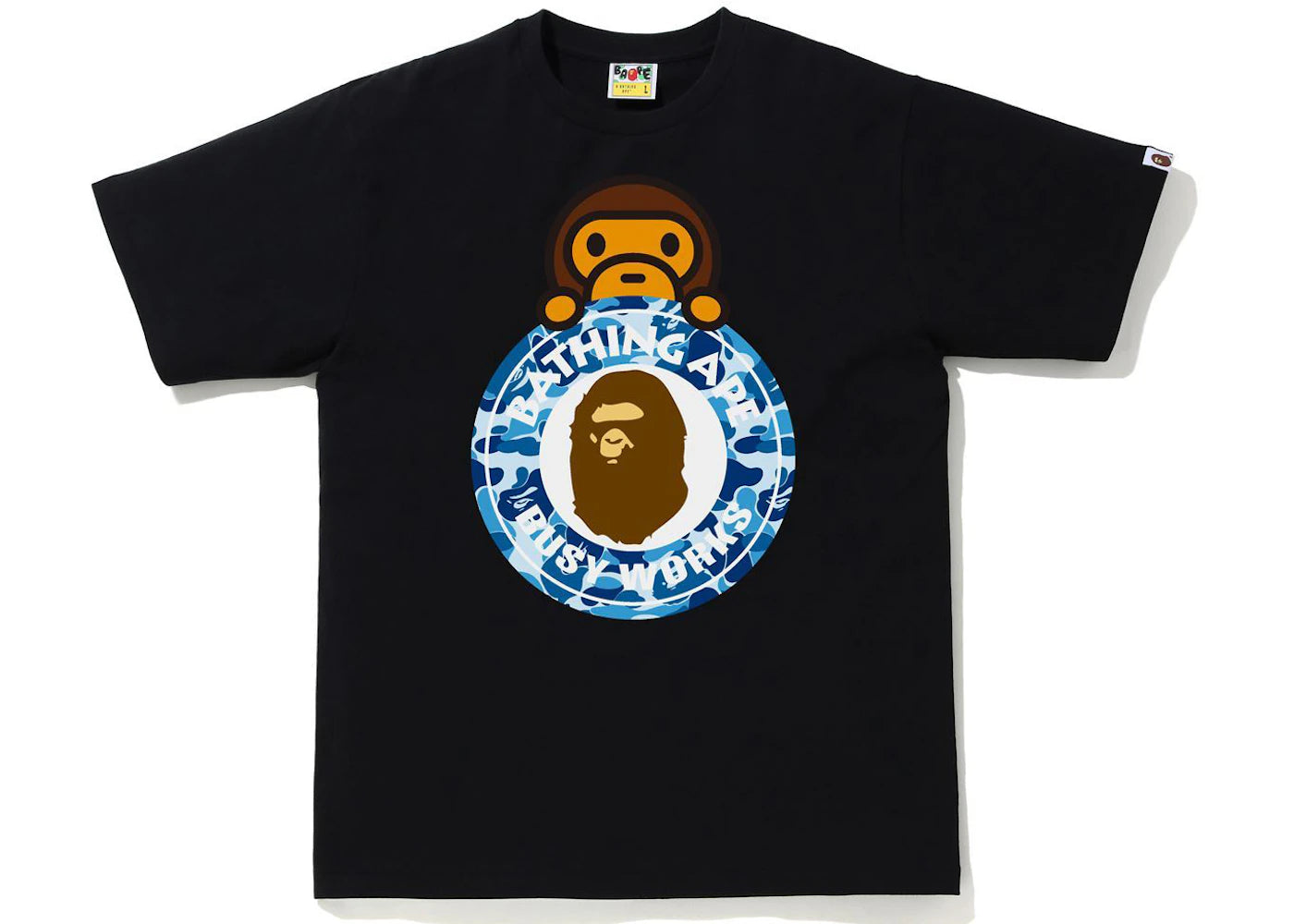 BAPE ABC Camo Milo on Busy Works Tee Black/Blue