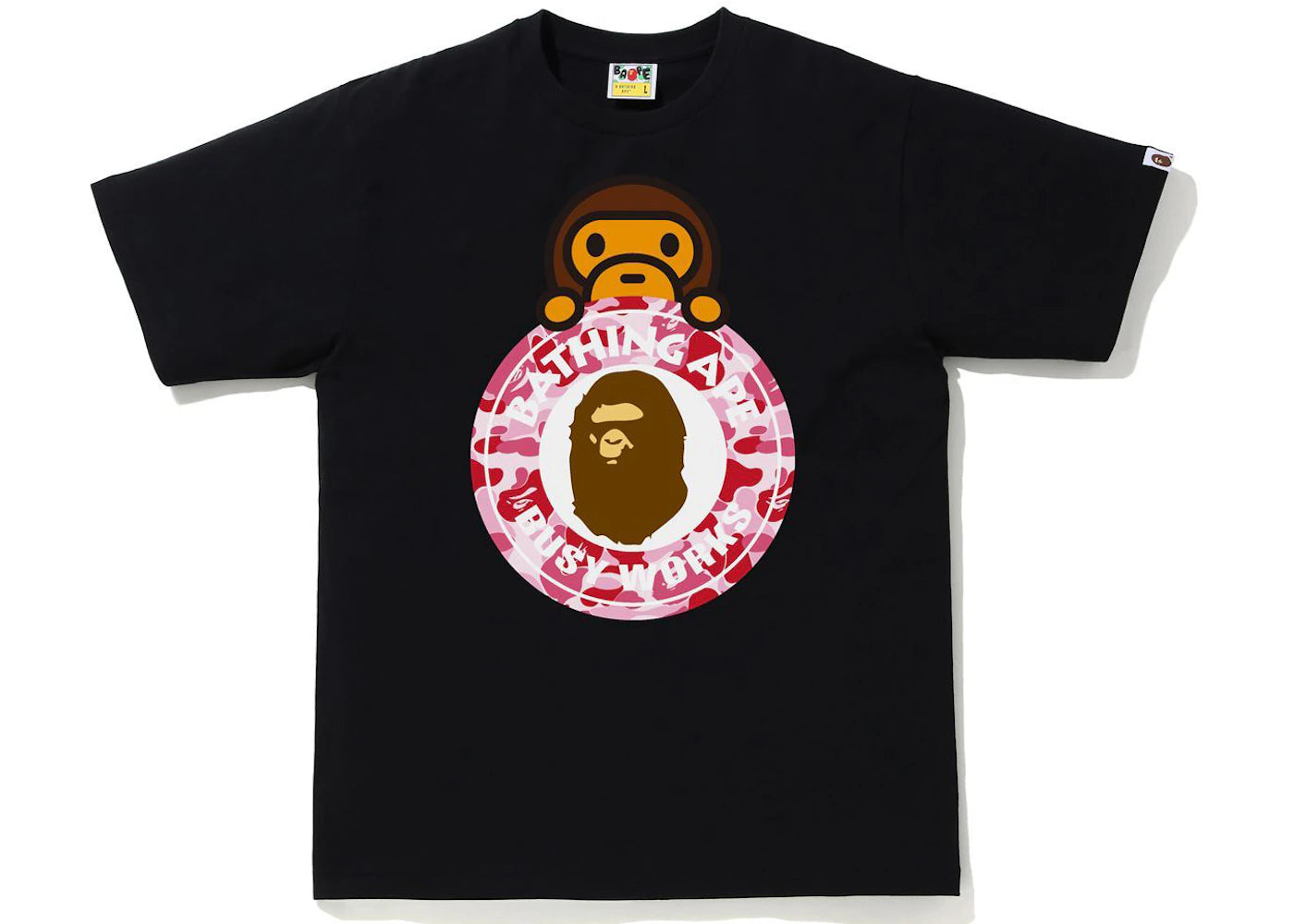 BAPE ABC Camo Milo on Busy Works Tee Black/Pink