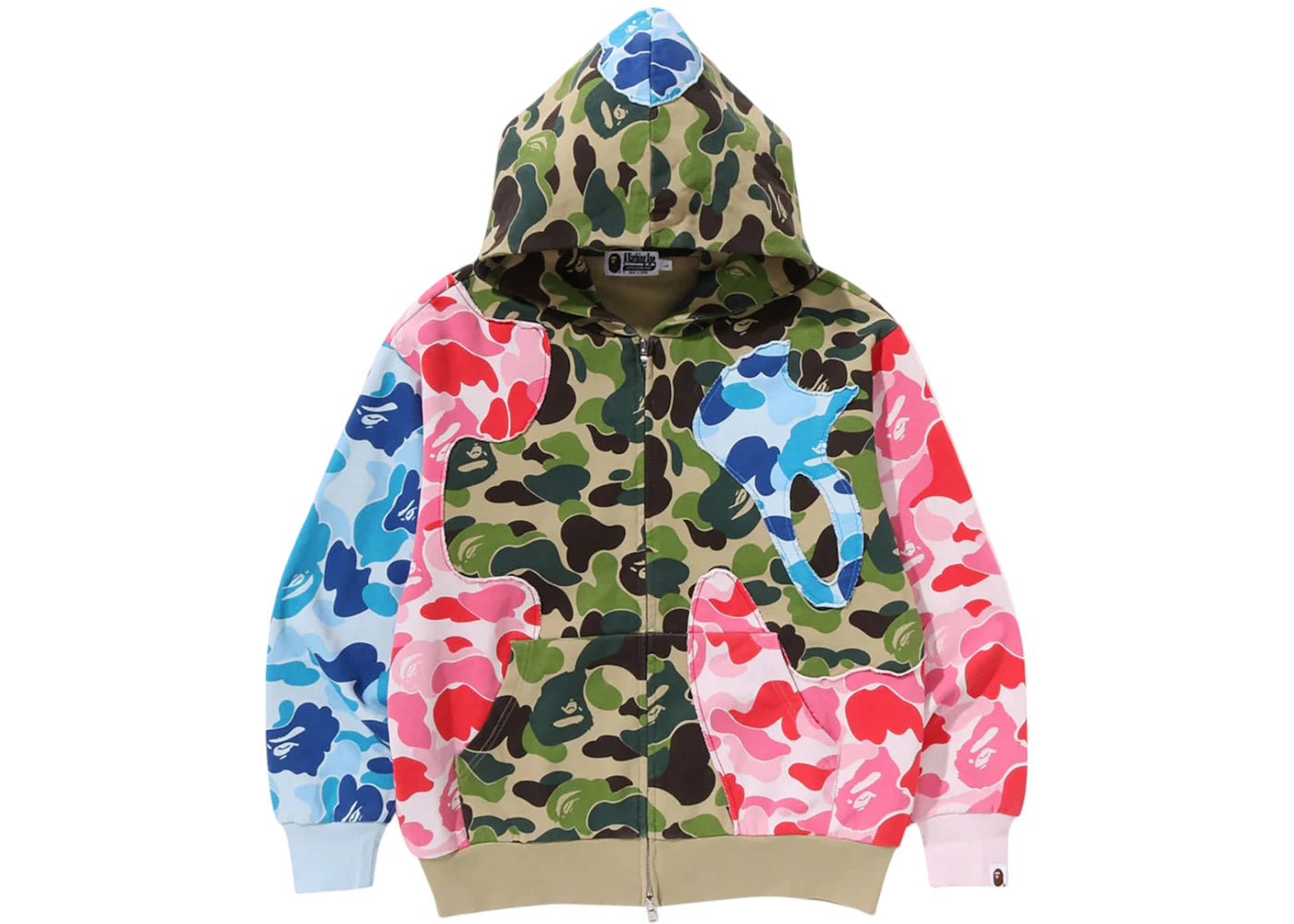 BAPE ABC Camo Patchwork Relaxed Fit Zip Hoodie Multicolor