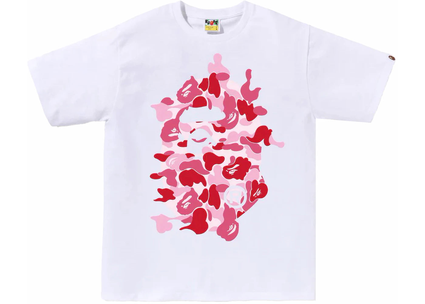 BAPE ABC Camo Rebuild Big Ape Head Tee White/Pink