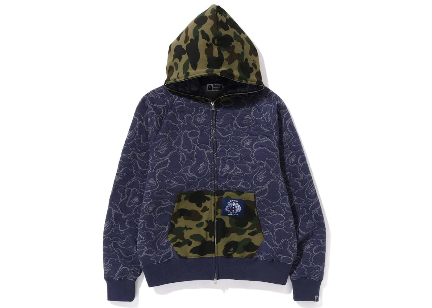 BAPE ABC Camo Relaxed Fit Full Zip Hoodie Navy