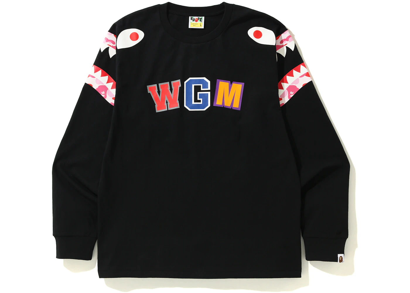 BAPE ABC Camo Shark Shoulder L/S Tee Black/Pink