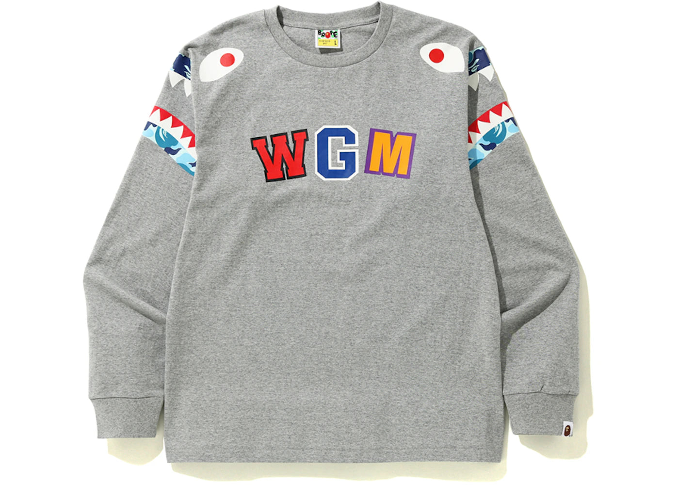 BAPE ABC Camo Shark Shoulder L/S Tee Grey/Blue