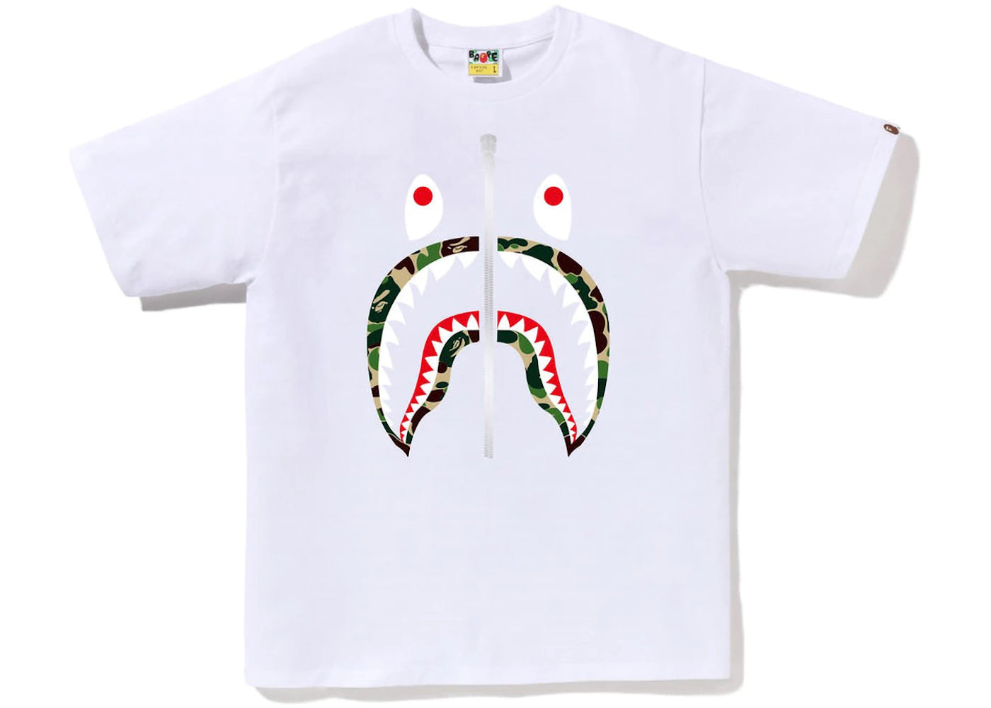 BAPE ABC Camo Shark Silver Zip Tee White/Green