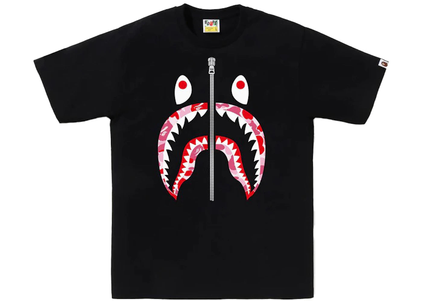 BAPE ABC Camo Shark Tee Black/Pink/Silver