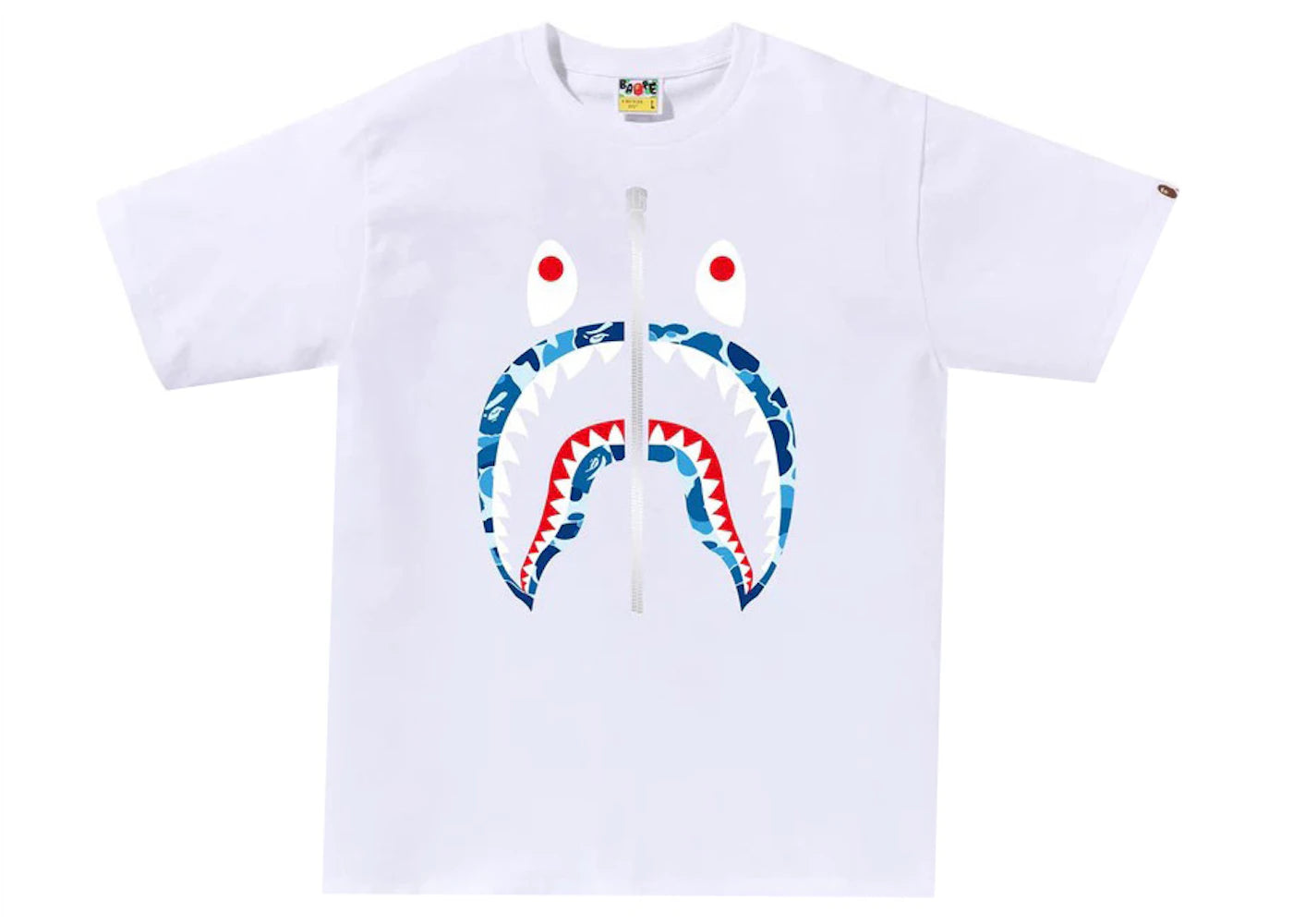 BAPE ABC Camo Shark Tee White/Blue/Silver