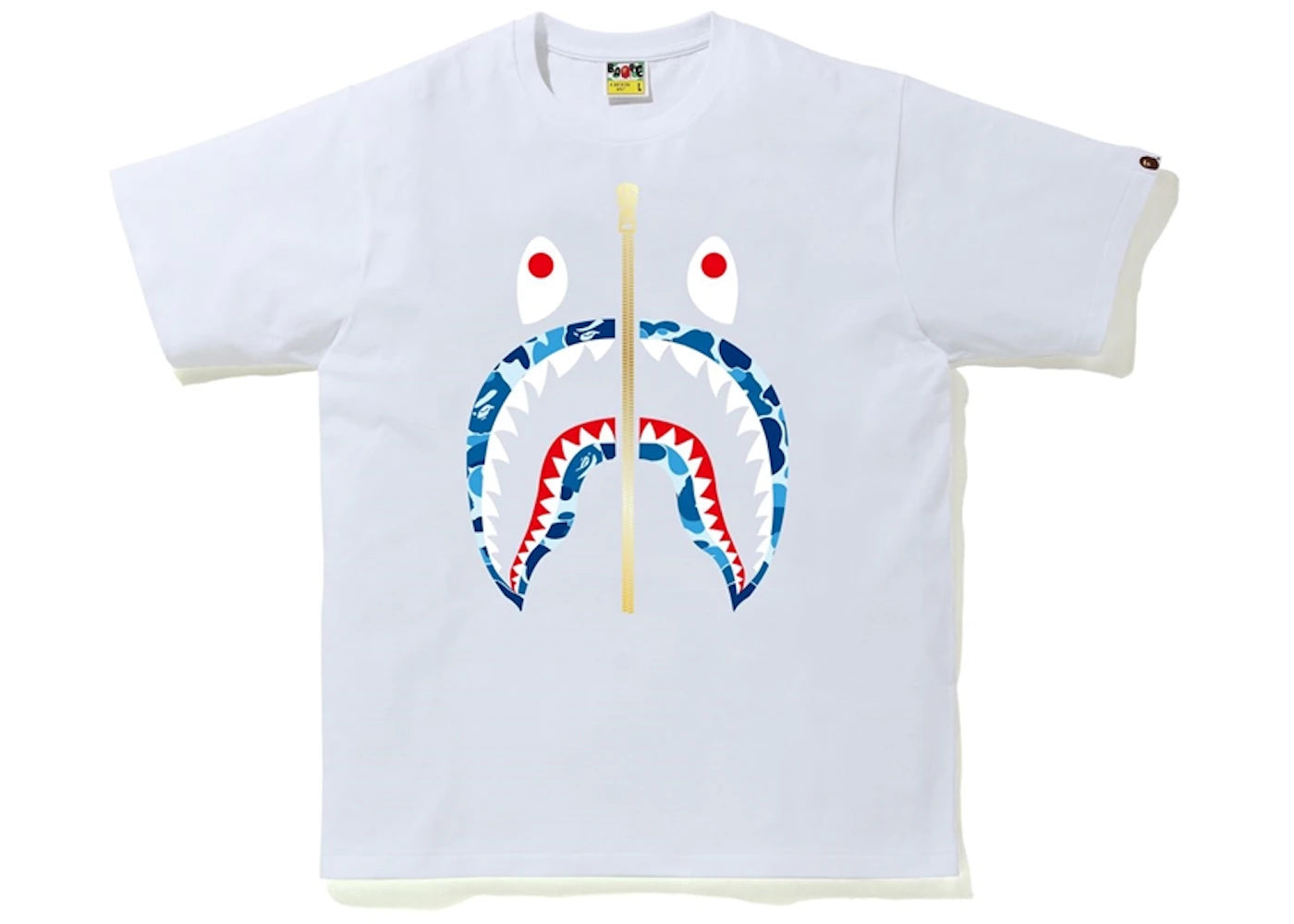 BAPE ABC Camo Shark Tee White/Blue/Gold