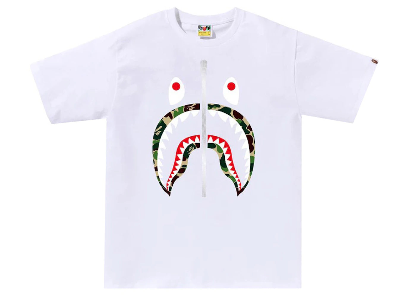 BAPE ABC Camo Shark Tee White/Green/Silver