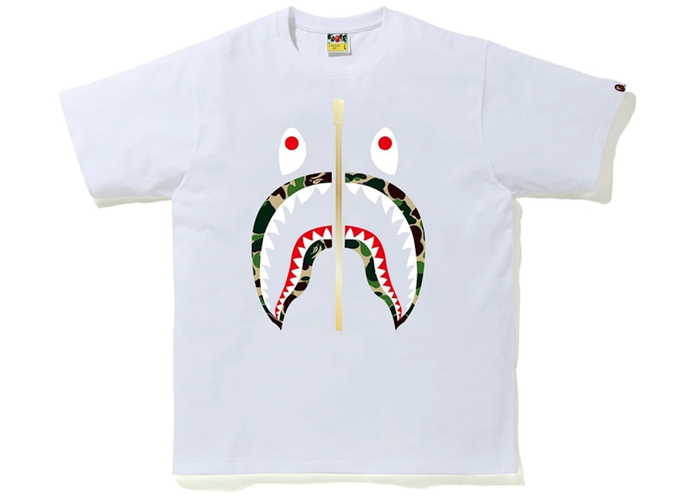 BAPE ABC Camo Shark Tee White/Green/Gold