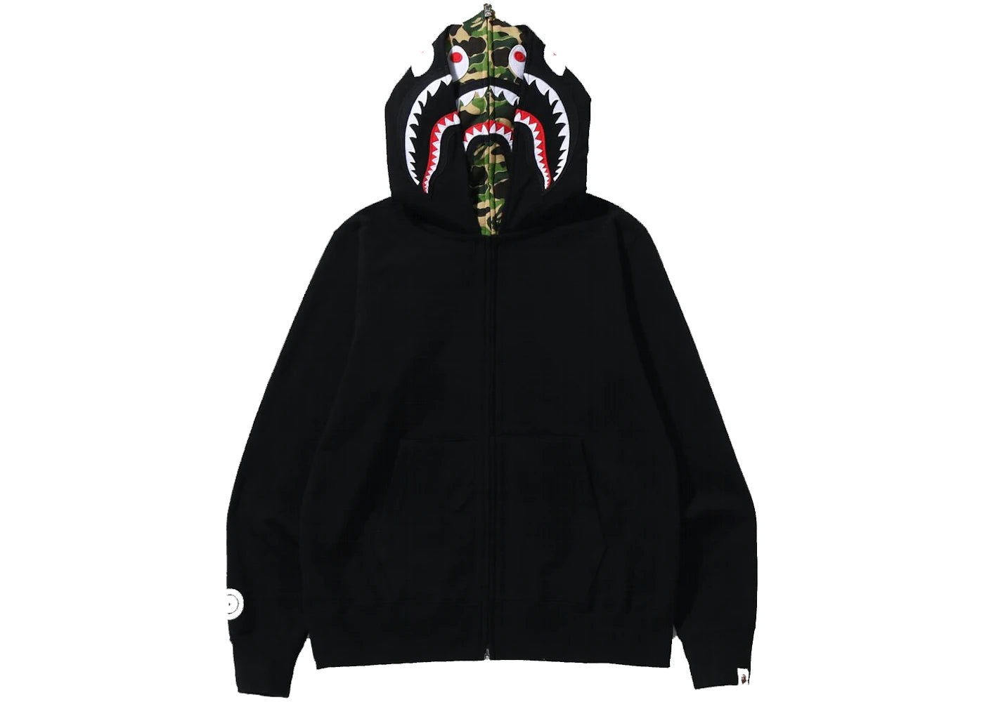 BAPE ABC Camo Shark Wide Fit Full Zip Double Hoodie Black