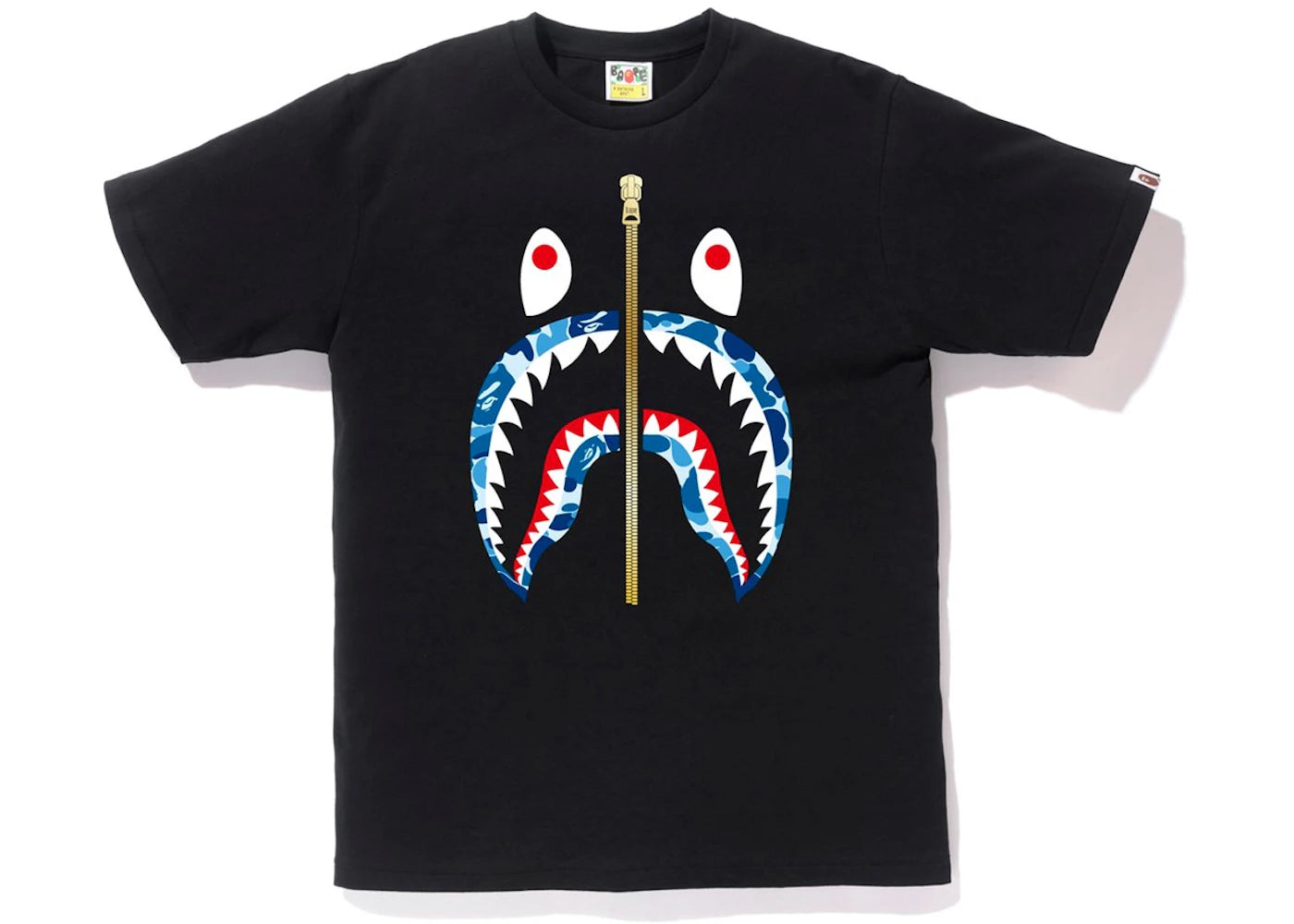 BAPE ABC Gold Zip Shark Tee Black/Blue