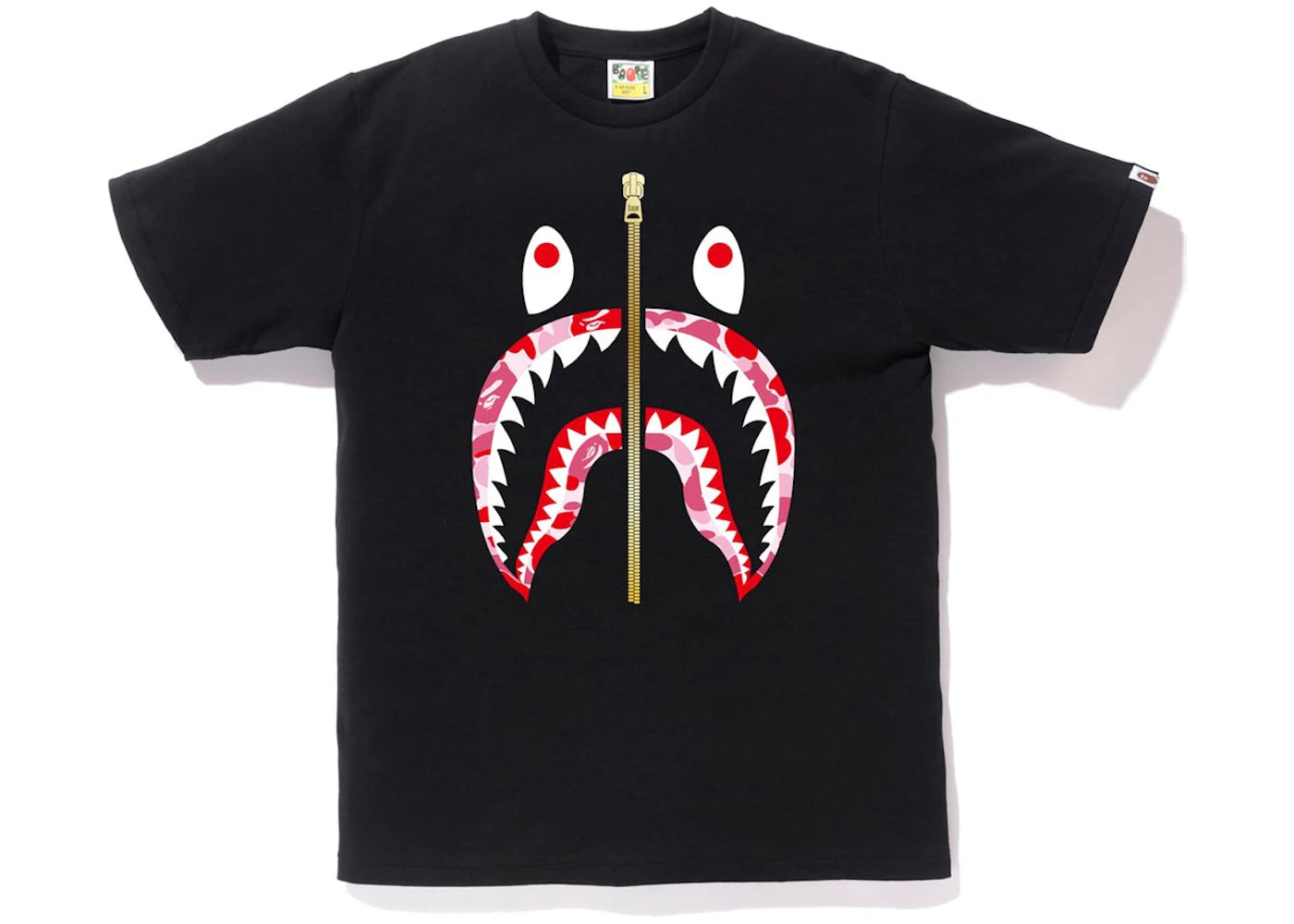 BAPE ABC Gold Zip Shark Tee Black/Pink