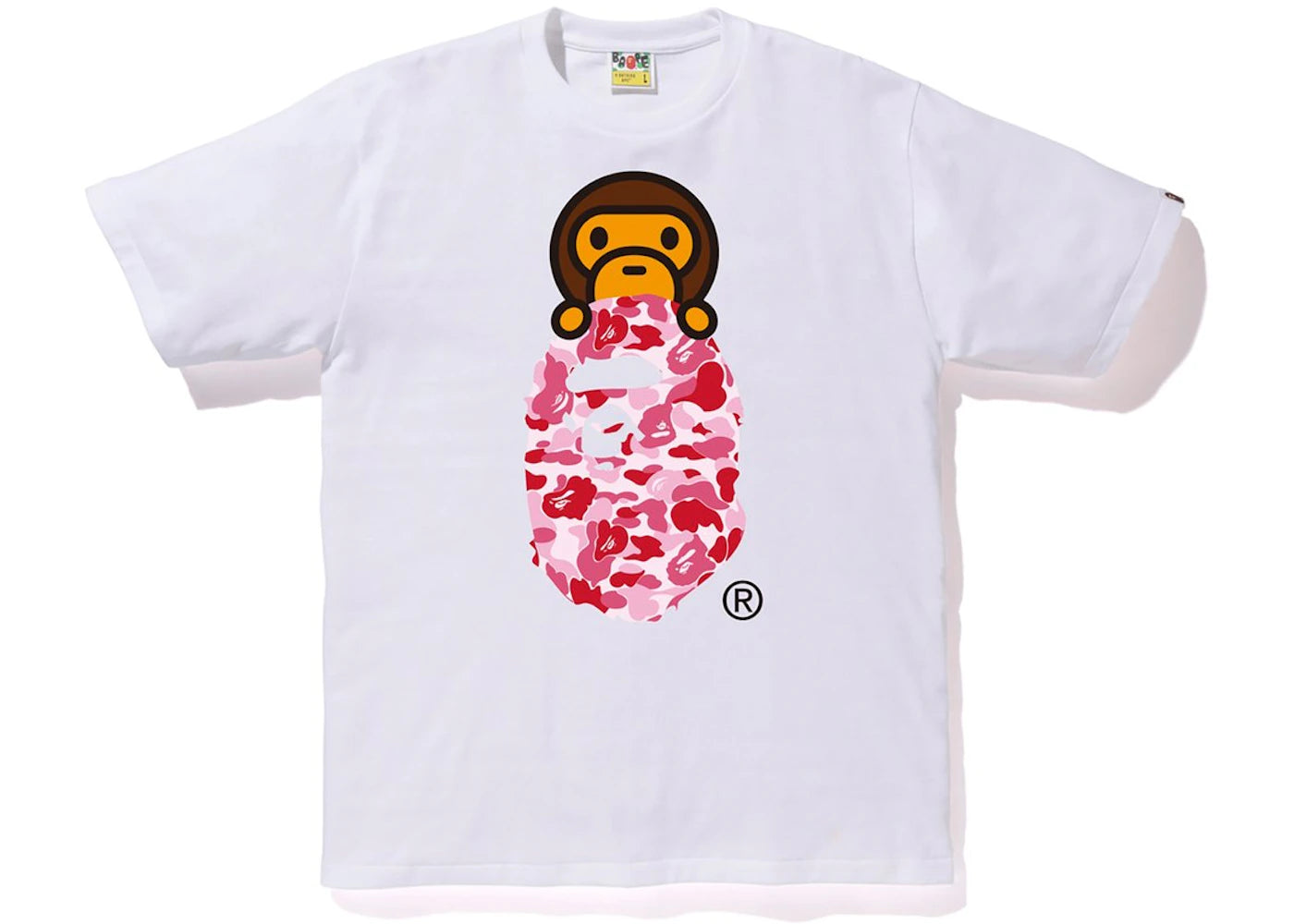 BAPE ABC Milo On Ape Head Tee White/Pink