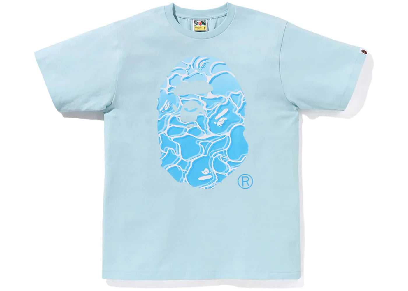 BAPE ABC Sea Surface Camo Ape Head Tee Sax