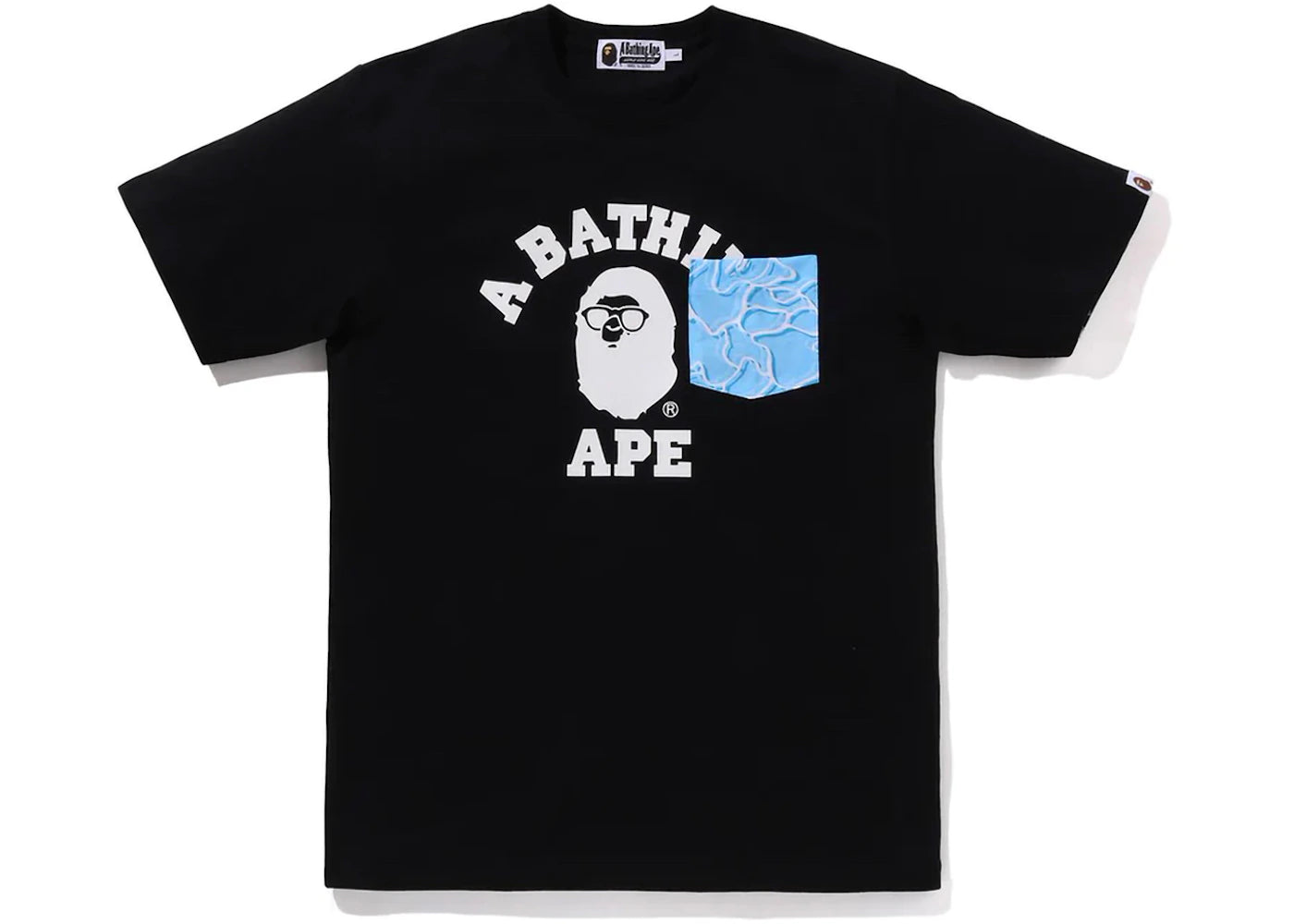 BAPE ABC Sea Surface Camo Pocket College Tee Black