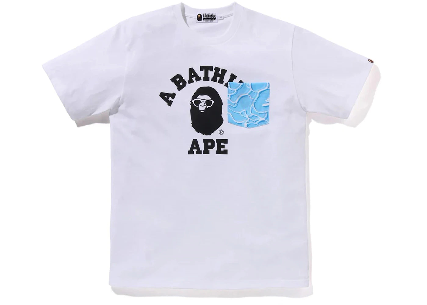BAPE ABC Sea Surface Camo Pocket College Tee White