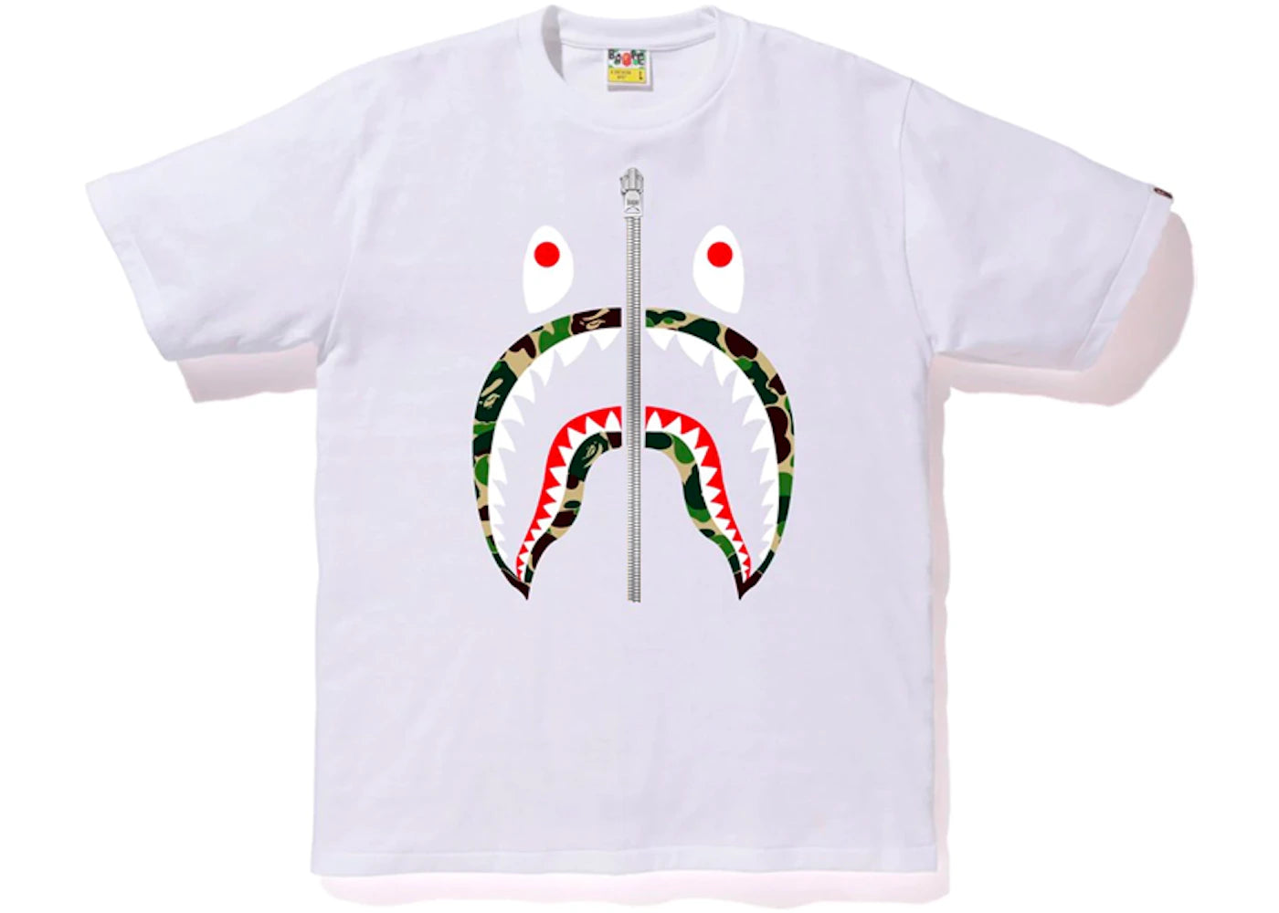 BAPE ABC Shark Silver Zip Tee White/Green