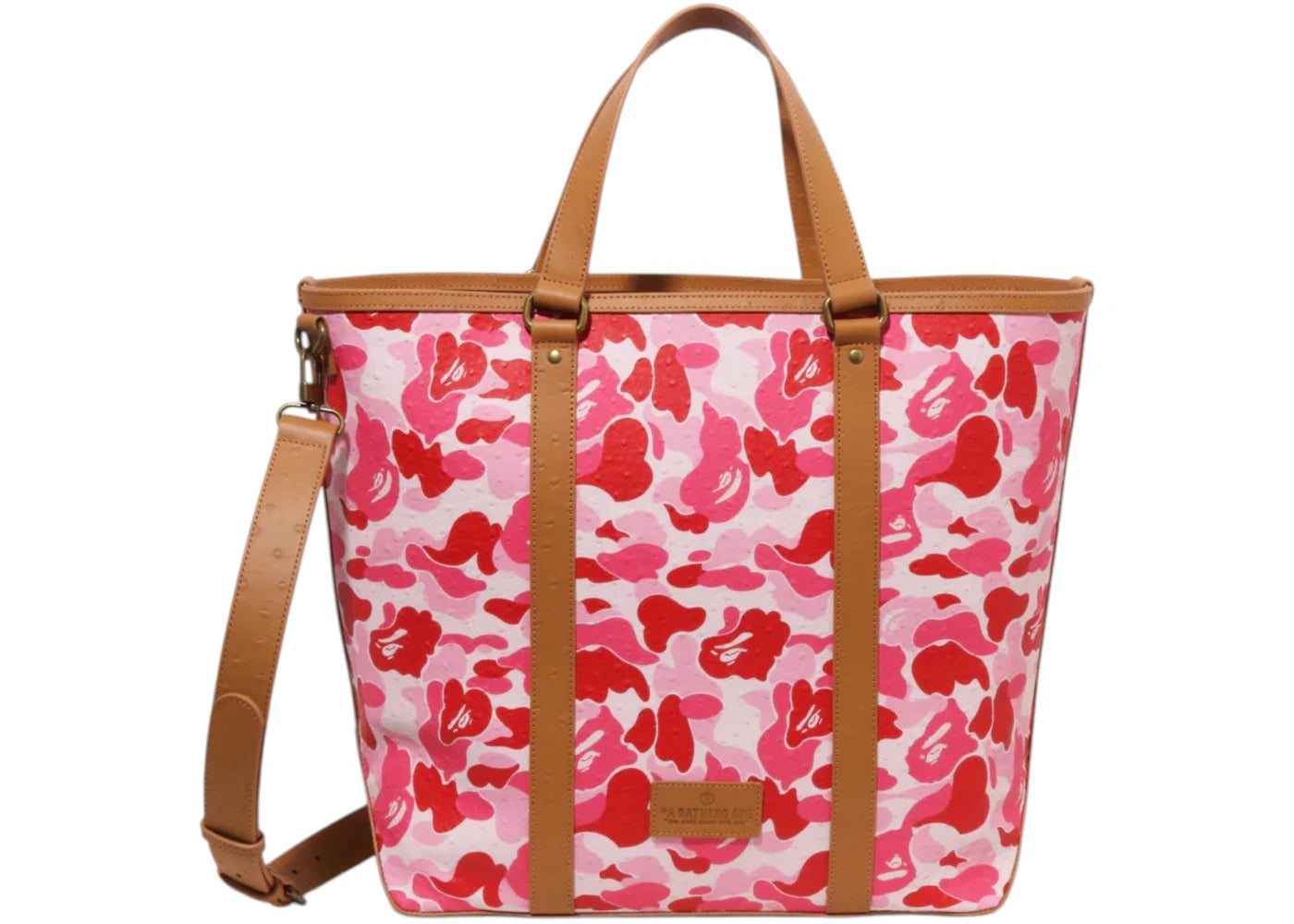 BAPE Abc Camo Pu Ostrich Tote Bag Pink