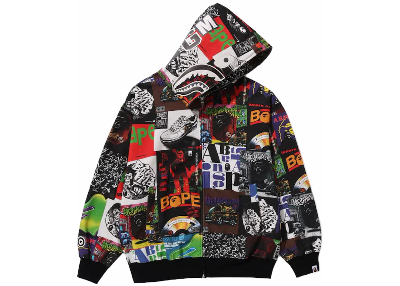 BAPE Album Monogram Shark Hoodie Multicolor