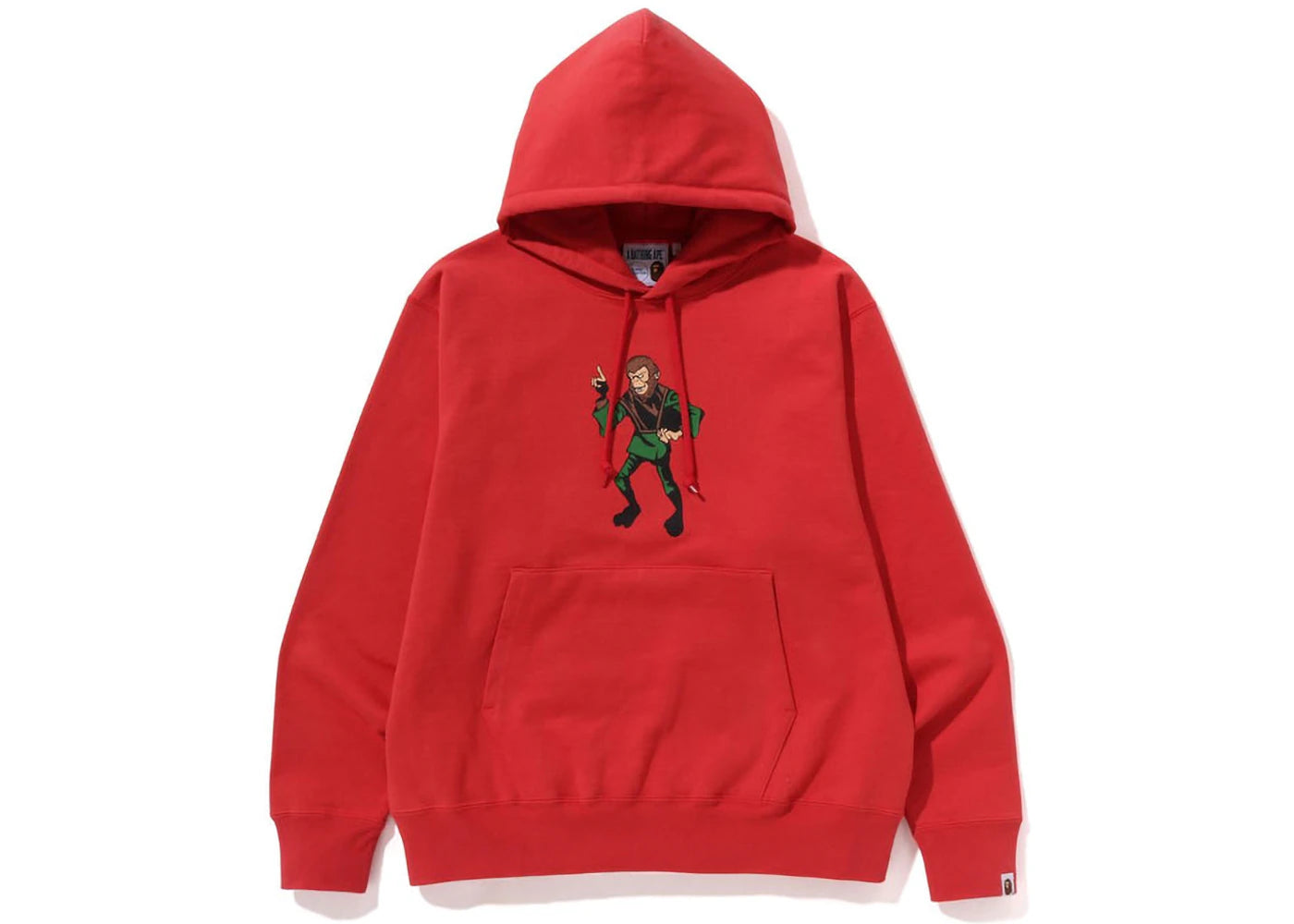 BAPE Ape Graphic Relaxed Fit Pullover Hoodie Red