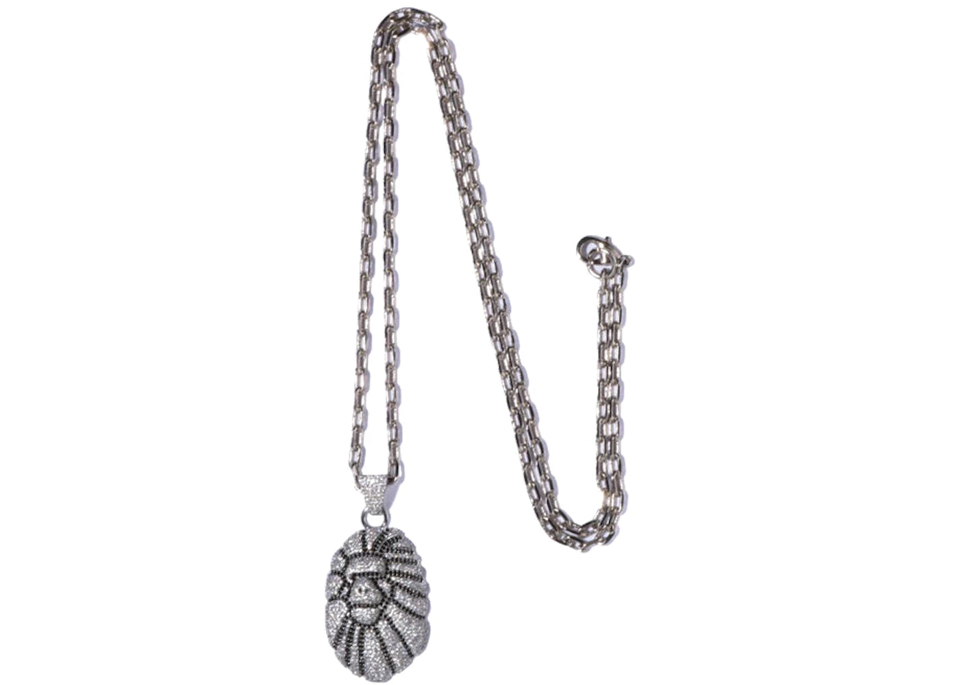 BAPE Ape Head Crystal Stone Necklace (Edition of 100) Silver