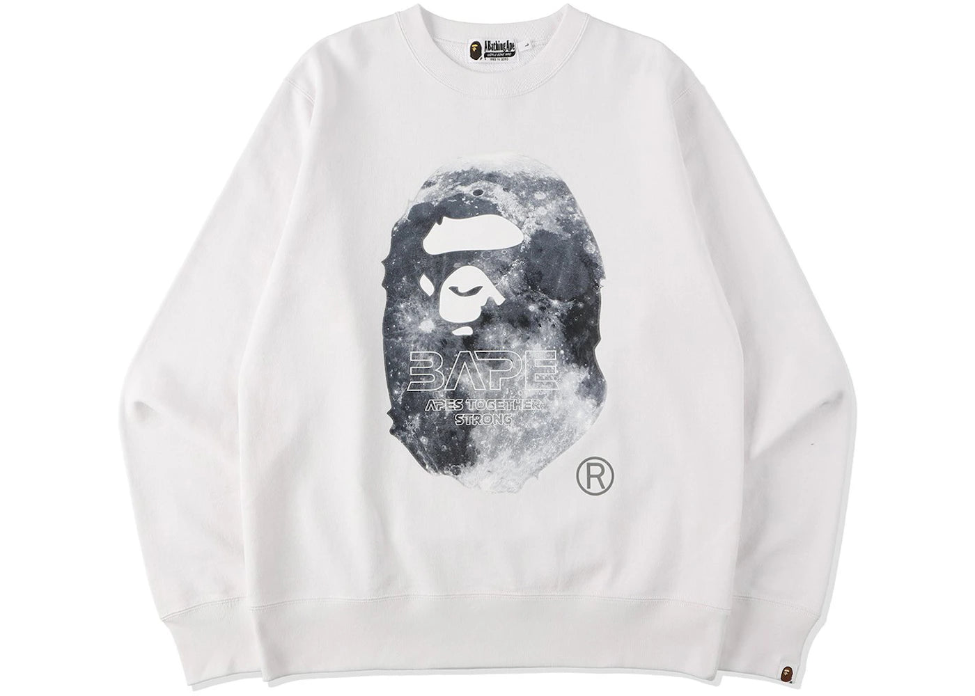 BAPE Ape Head Moon Crewneck White
