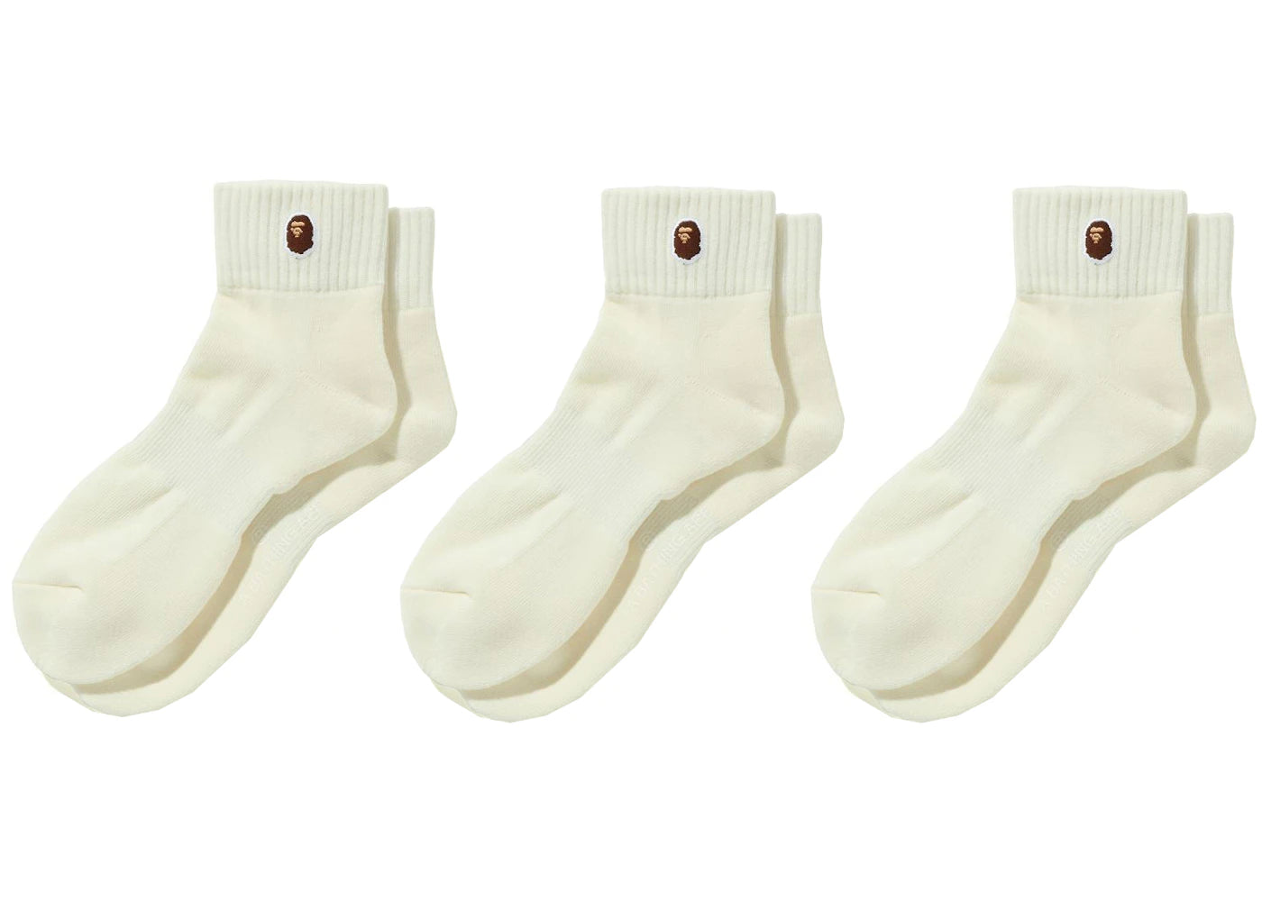 BAPE Ape Head One Point Ankle Socks (3 Pair) Socks White