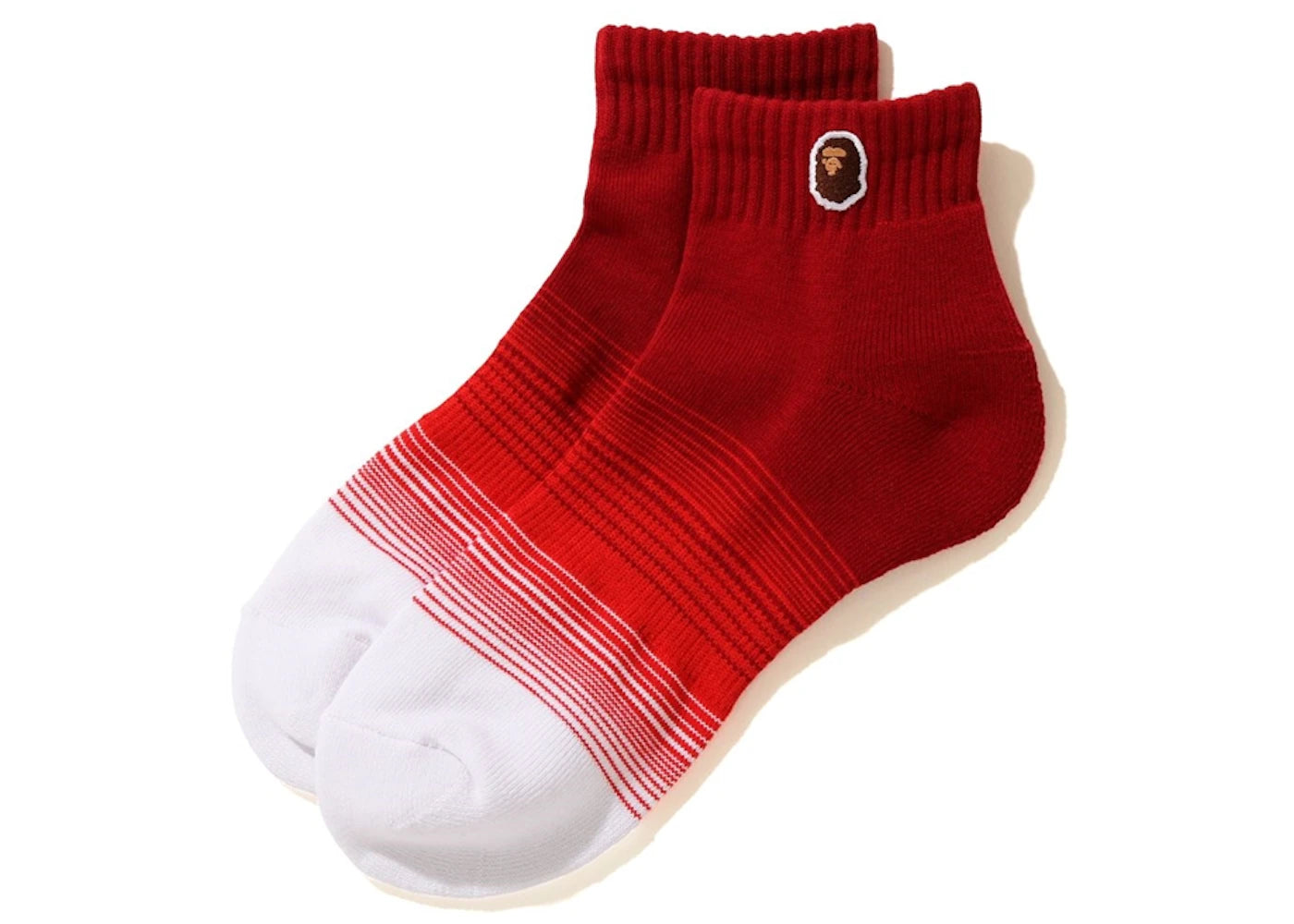 BAPE Ape Head One Point Gradation Ankle Socks Red