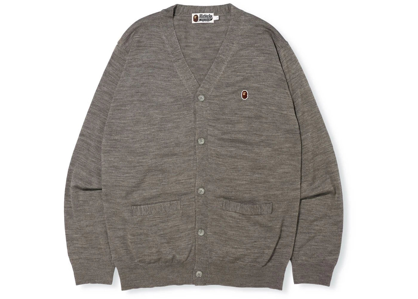 BAPE Ape Head One Point Knit Cardigan Gray