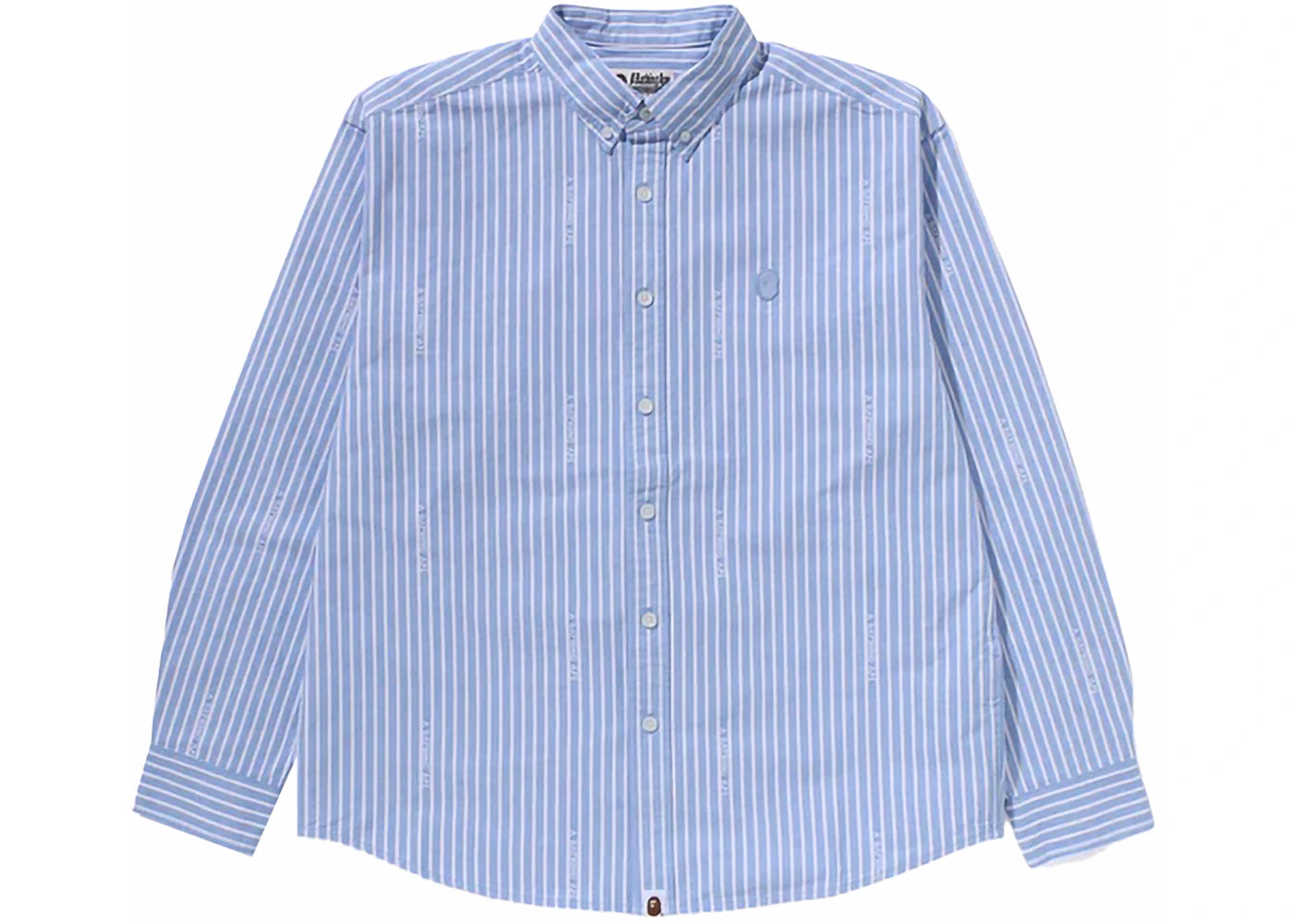 BAPE Ape Head One Point Logo Stripes Shirt Sax