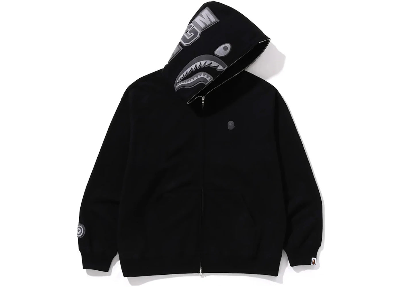BAPE Ape Head One Point Shark Zip Hoodie Black