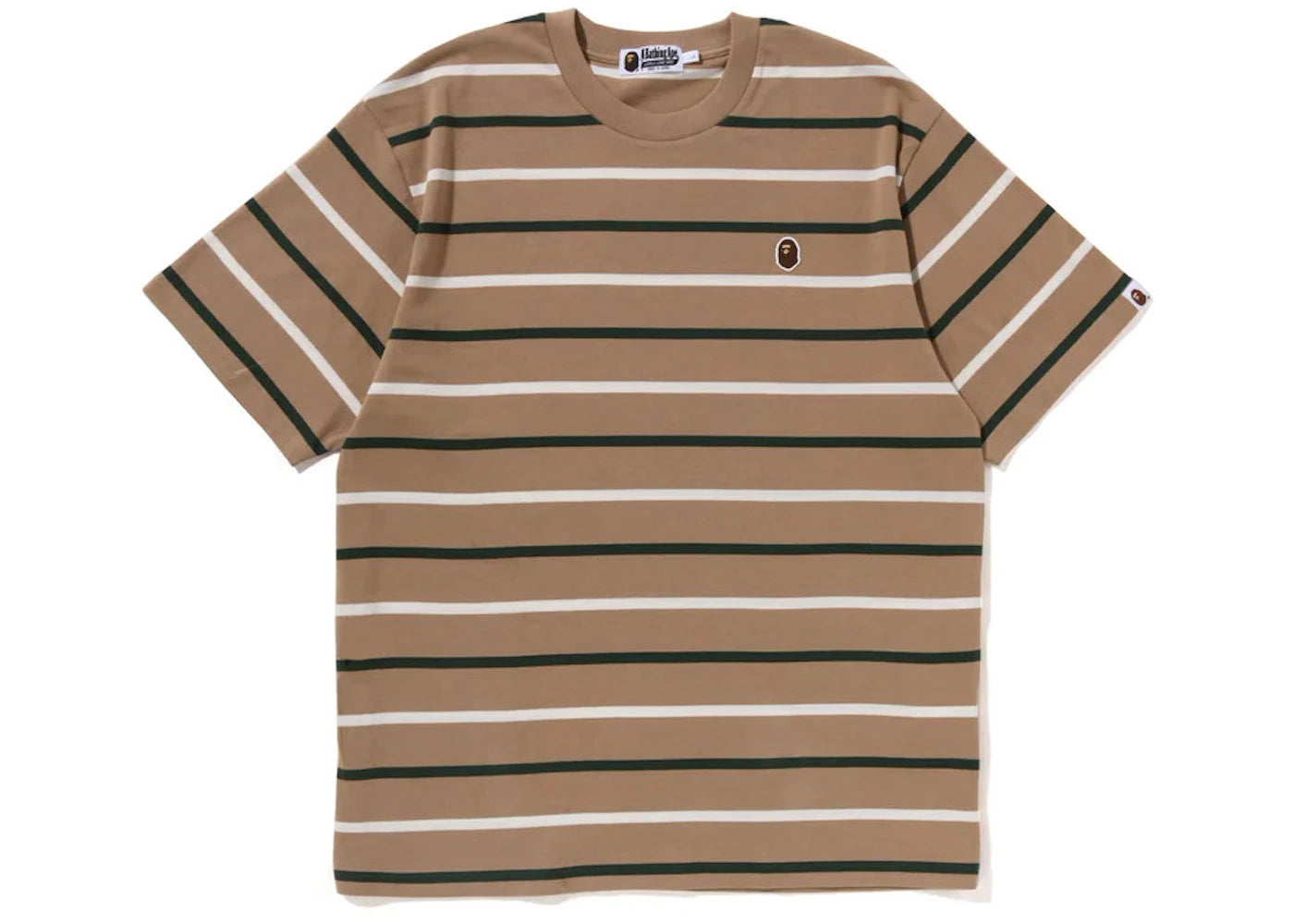 BAPE Ape Head One Point Stripe Tee Brown