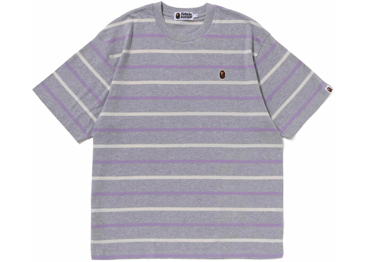 BAPE Ape Head One Point Stripe Tee Gray