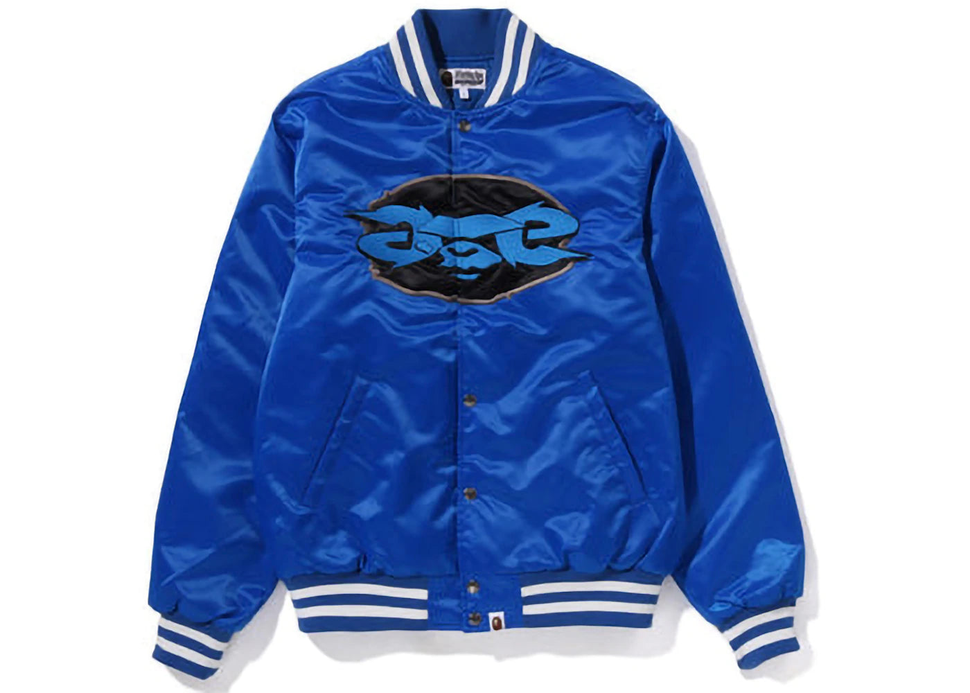 BAPE Ape Relaxed Fit Nylon Varsity Jacket Blue