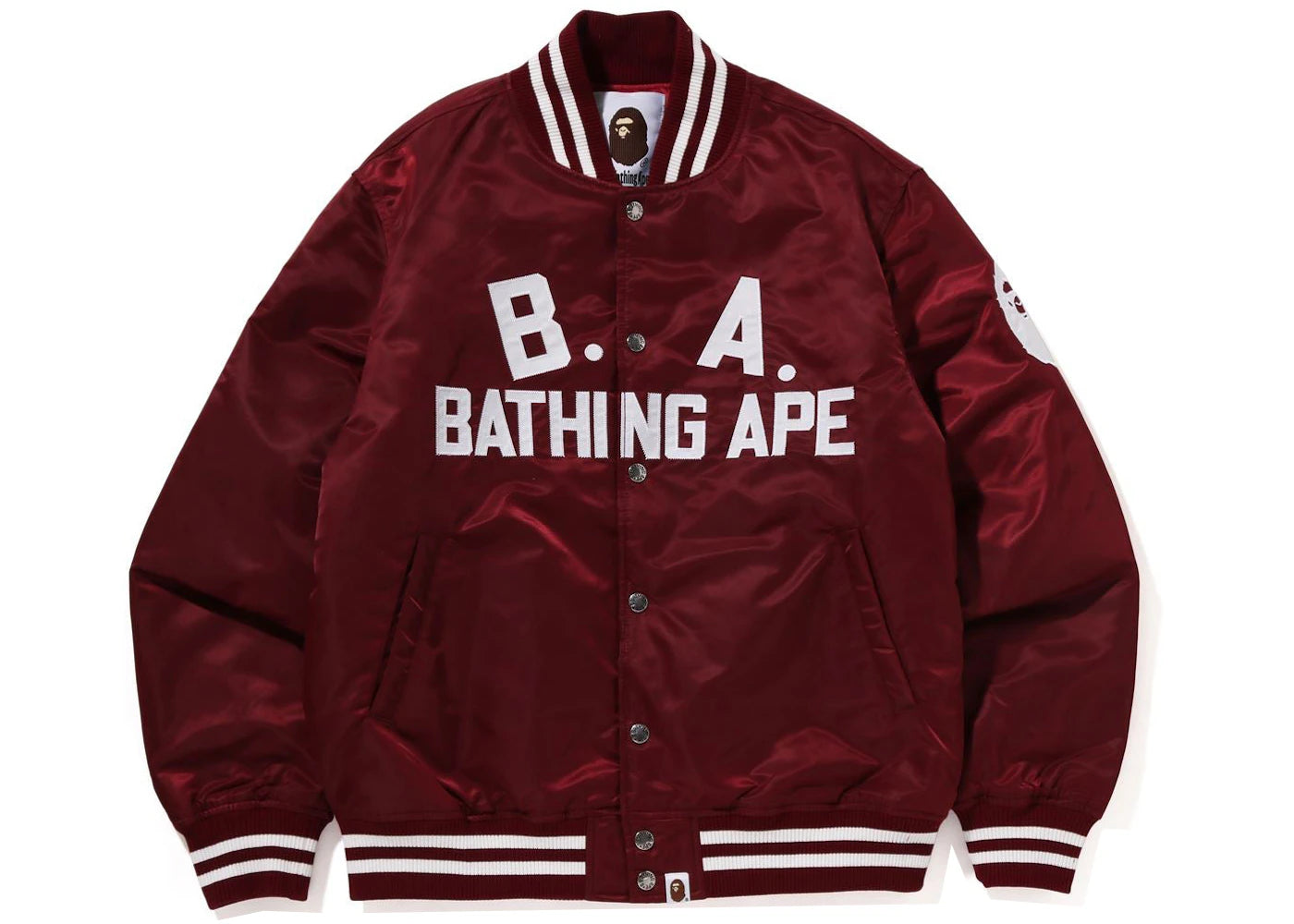 BAPE B.A Nylon Varsity Jacket Burgundy