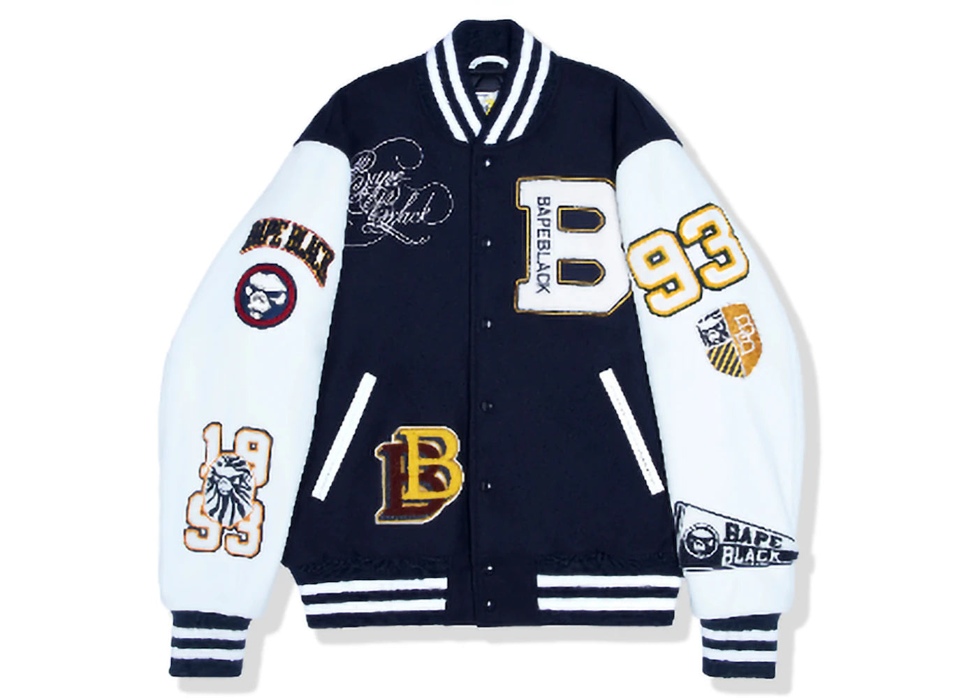 BAPE BLACK Golden Bear Sportswear Varsity Jacket Navy