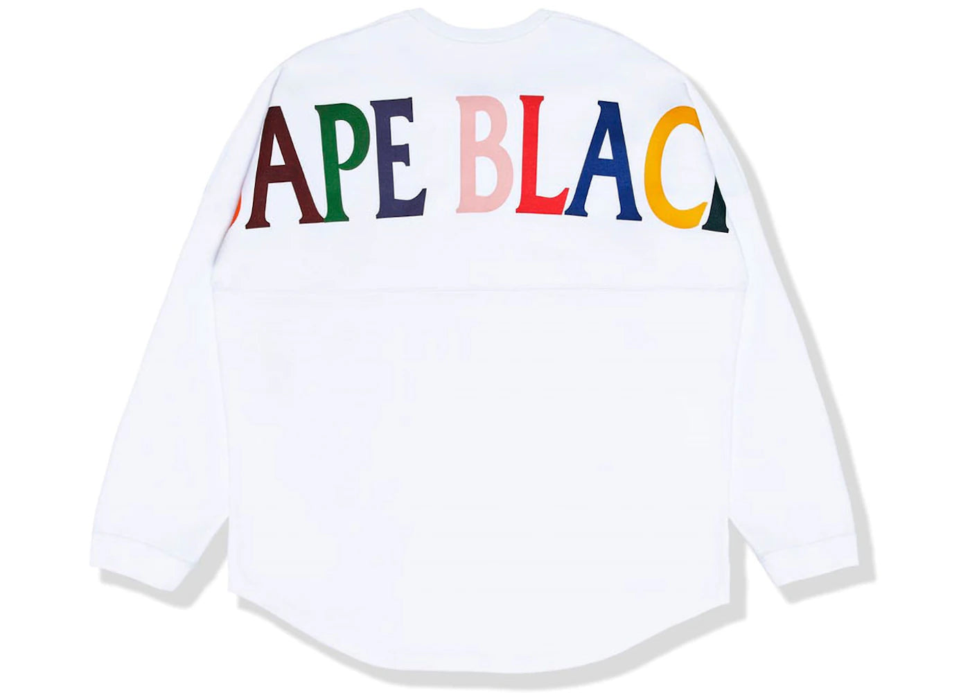 BAPE BLACK Label Rainbow Logo L/S Tee White