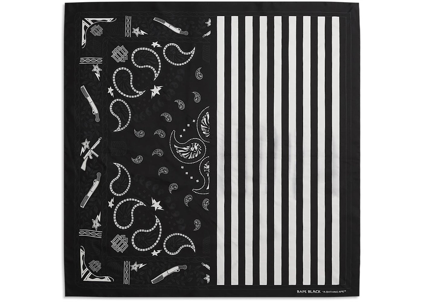 BAPE BLACK Paisley Silk Scarf Black