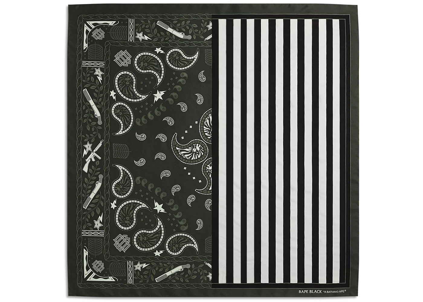 BAPE BLACK Paisley Silk Scarf Charcoal